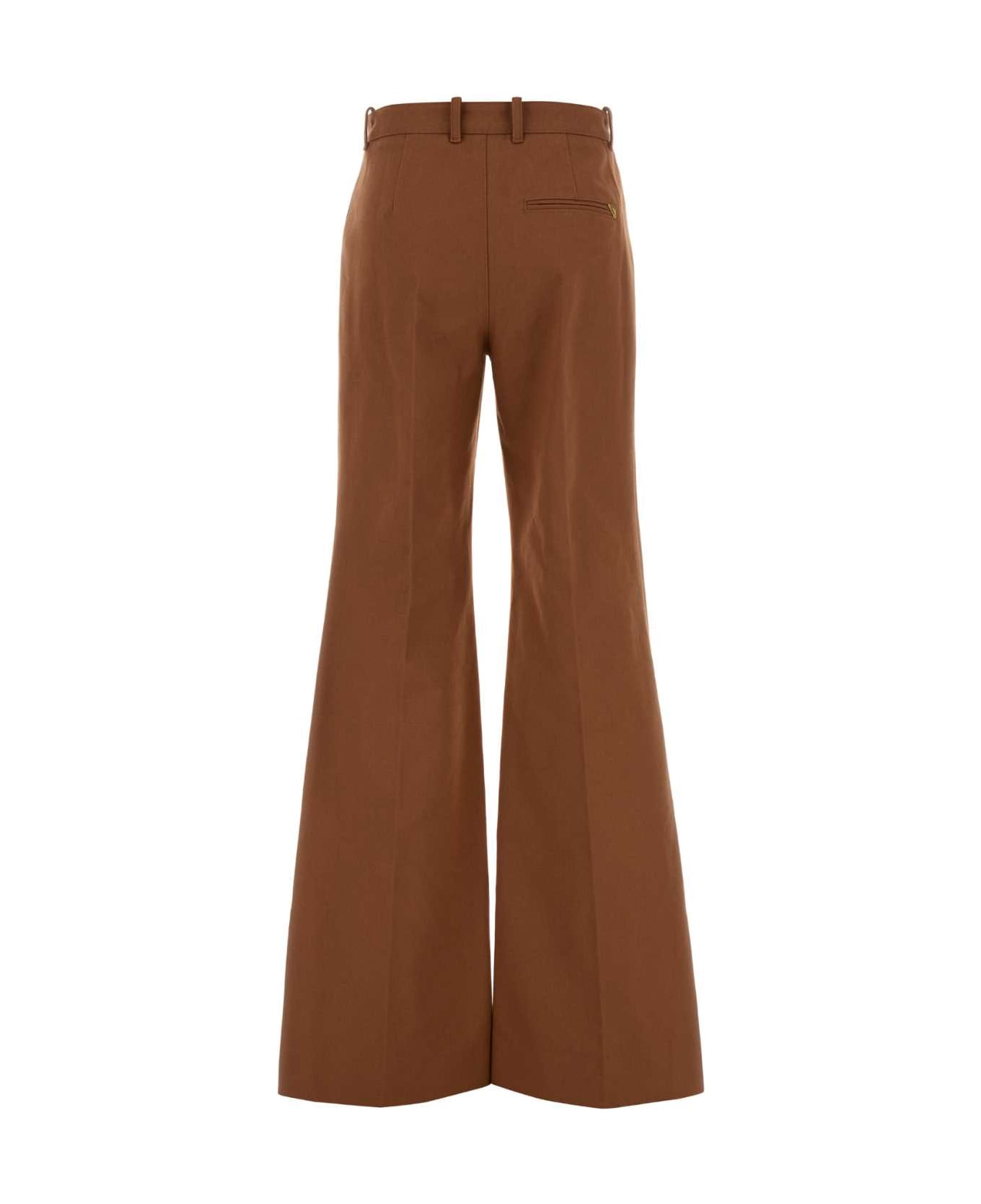 Chloé Pantalone Dalla Gamba Ampia In Cotone Mattone - NOUGAT