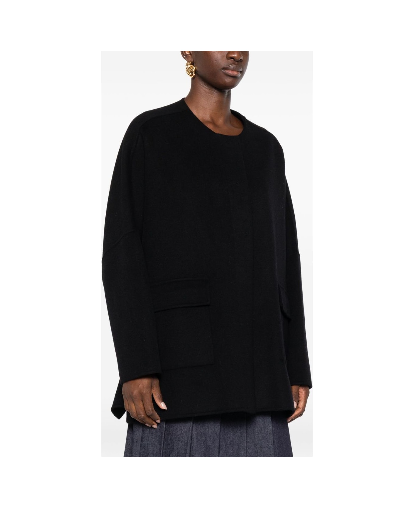 Ermanno Firenze Scarfed Cape - Black