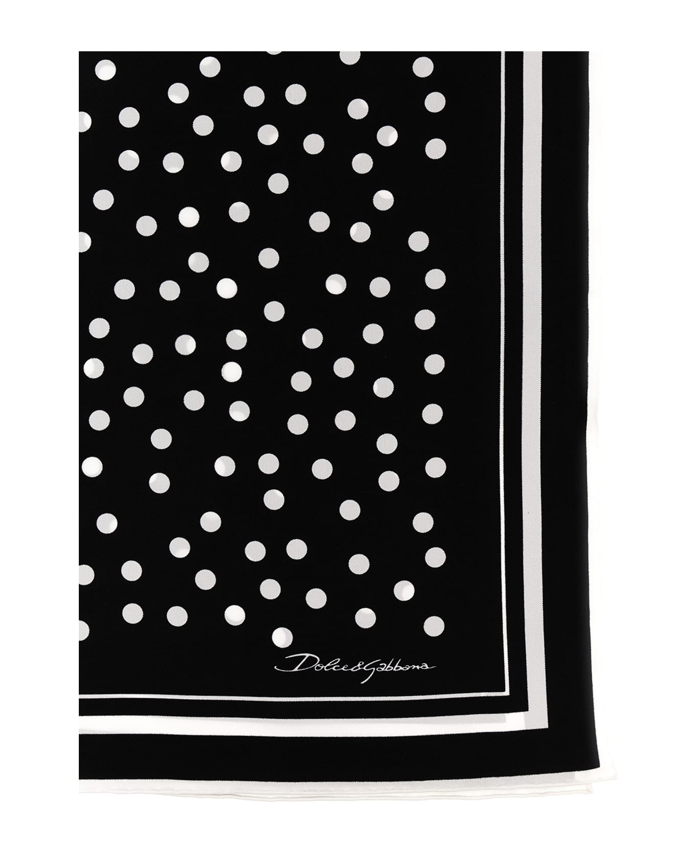 Dolce & Gabbana Polka Dot Scarf - White/Black スカーフ＆ストール