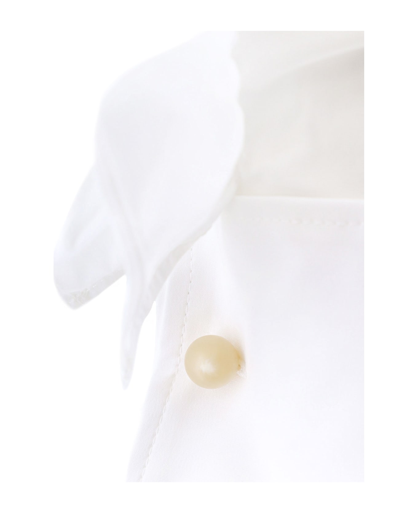 Max Mara Cotton Shirt With Rouches Detail - White
