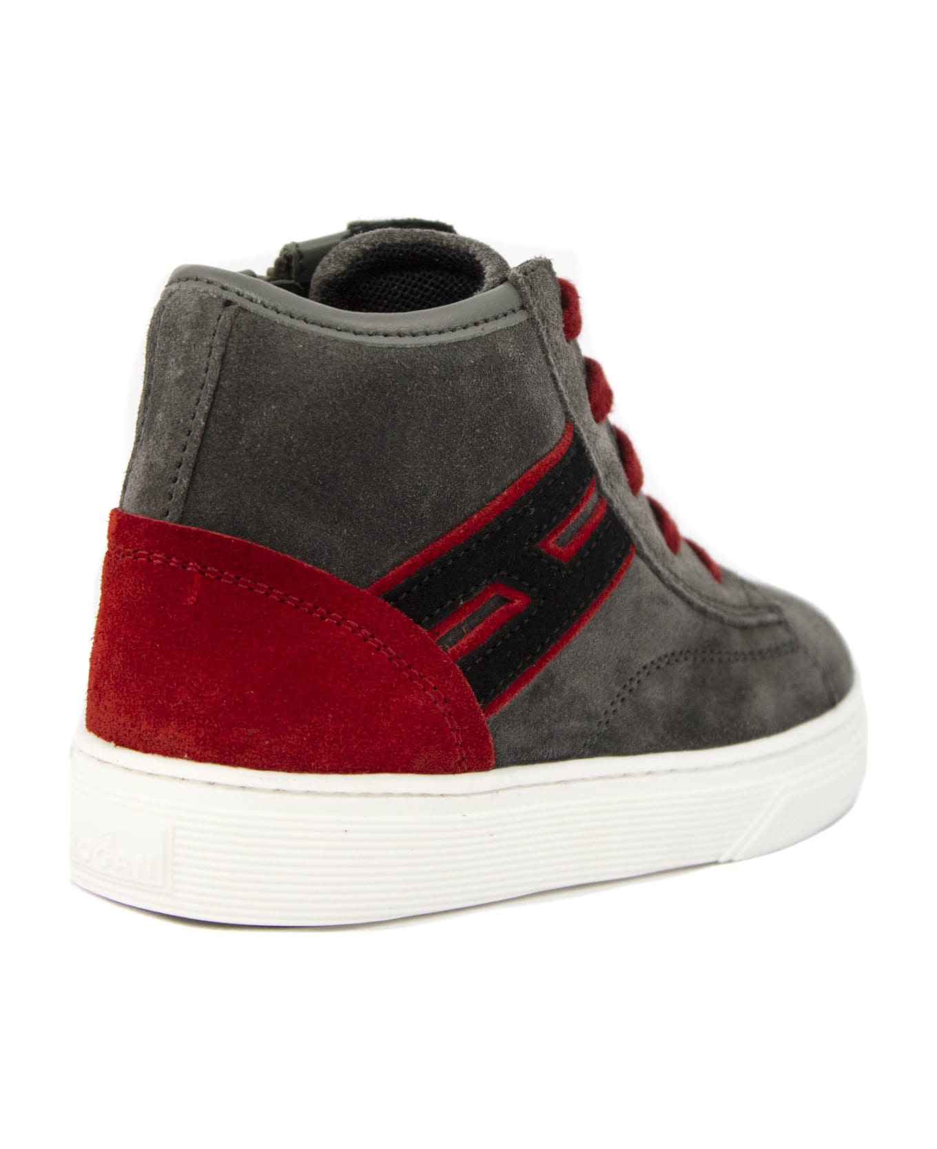 Hogan High Top Sneakers H365 In Grey - Grigio+rosso