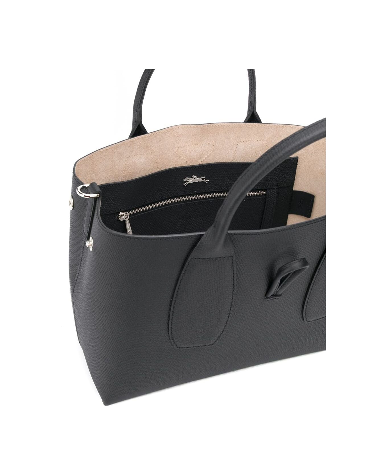 Longchamp Roseau Handbag M - BLACK