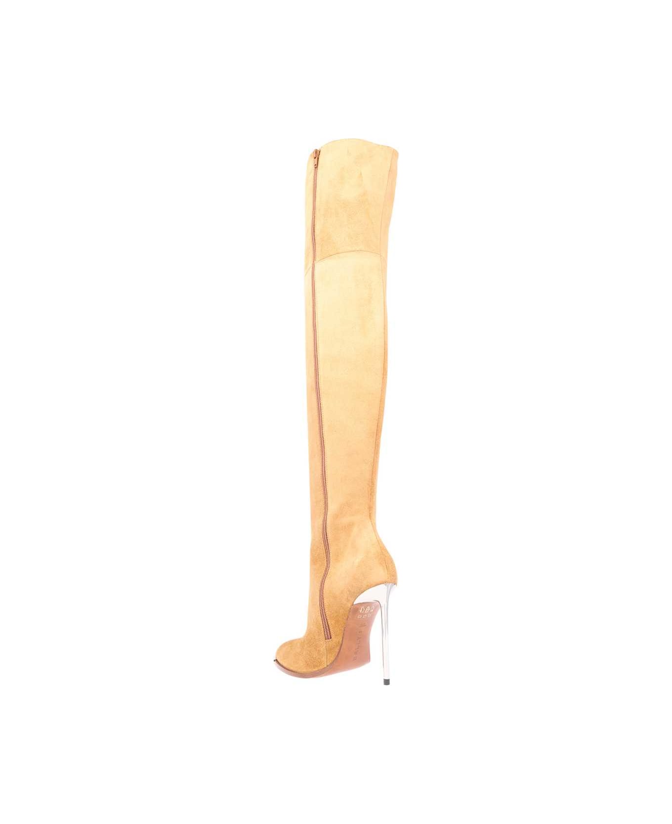 Bally Stretch Suede Over The Knee Boots - Sand