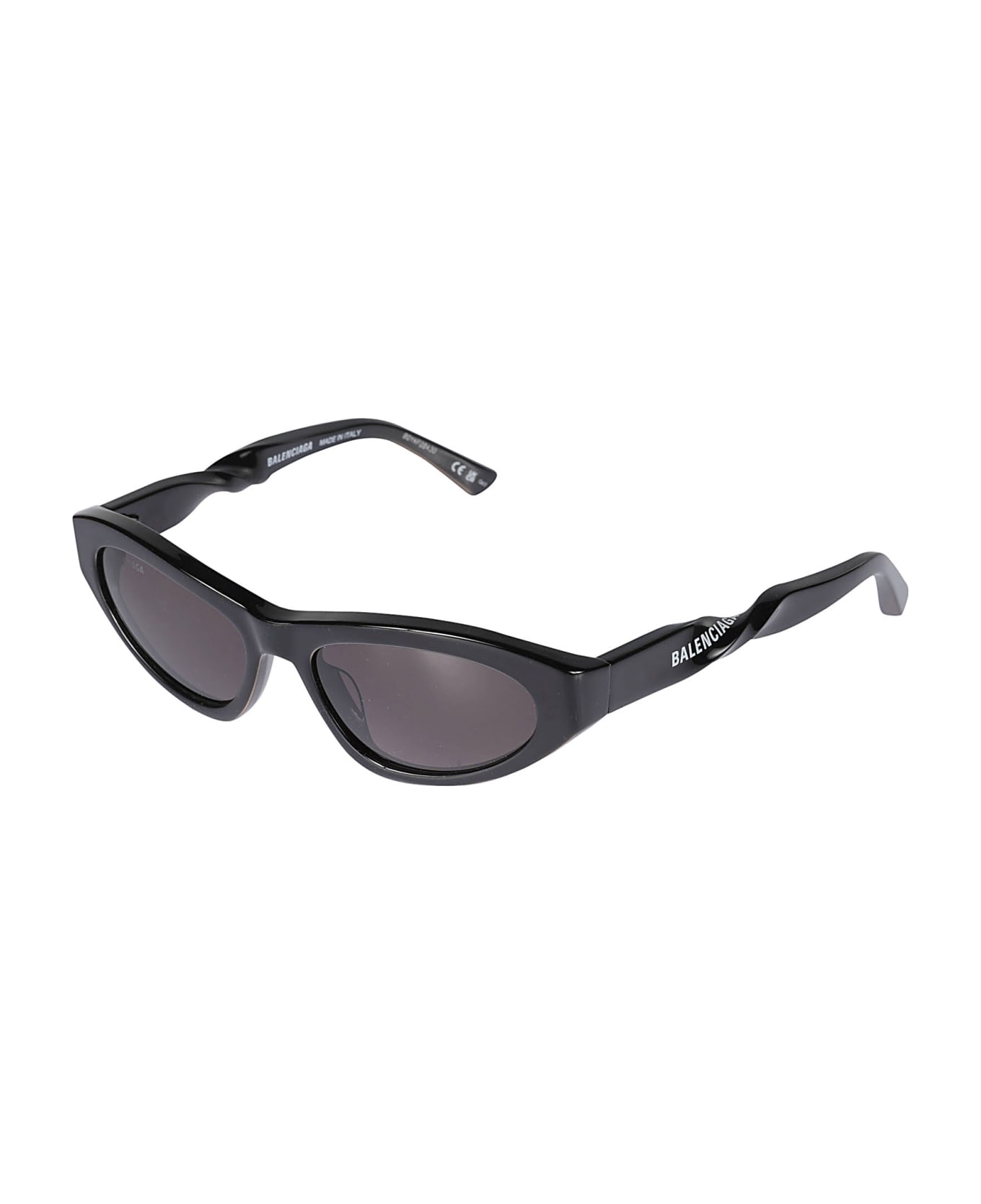Balenciaga Eyewear Twisted Temple Cat Eye Frame Logo Sunglasses - Black/Grey サングラス