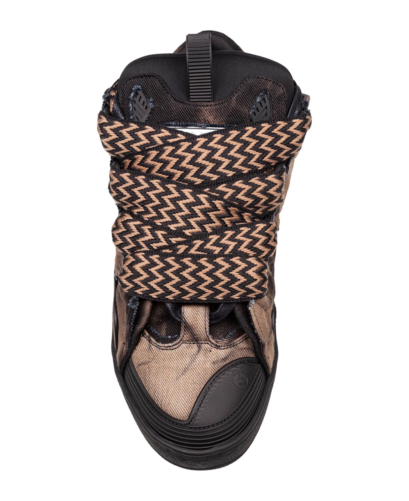 Lanvin Curb Sneakers In Washed Denim Color Black And Brown - Black beige