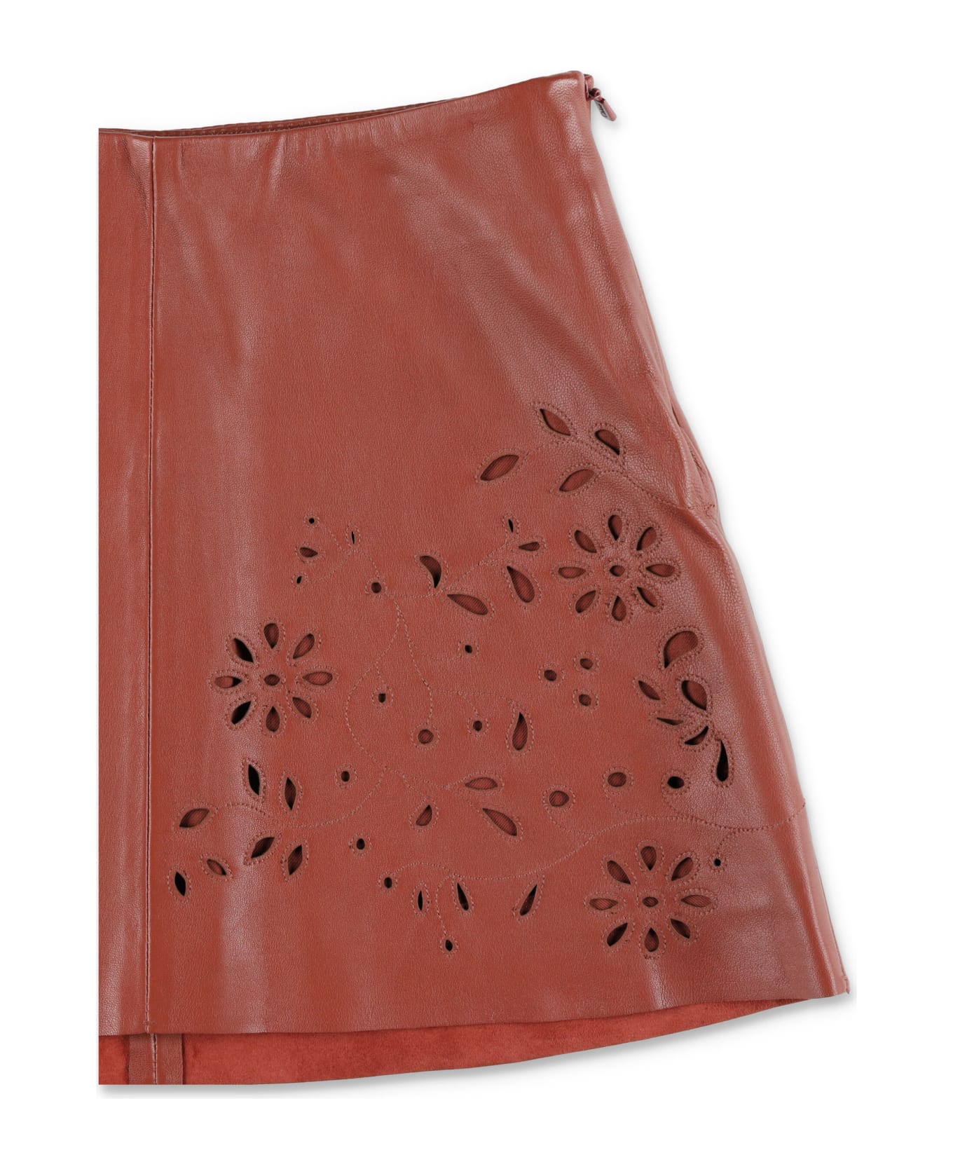 Chloé Leather Skirt - BROWN ボトムス