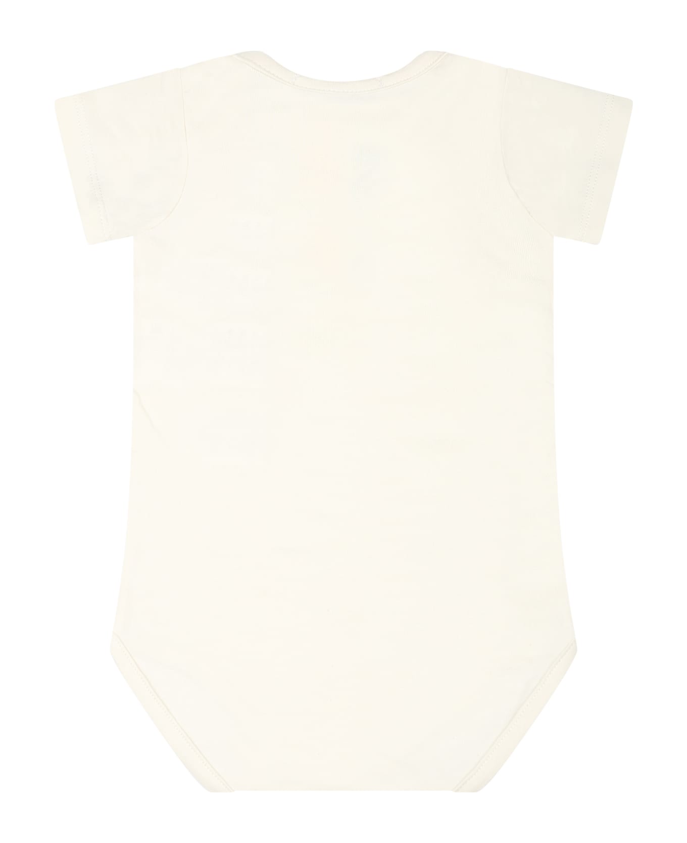 MSGM Ivory Bodysuit Set For Babykids With Logo - Ivory