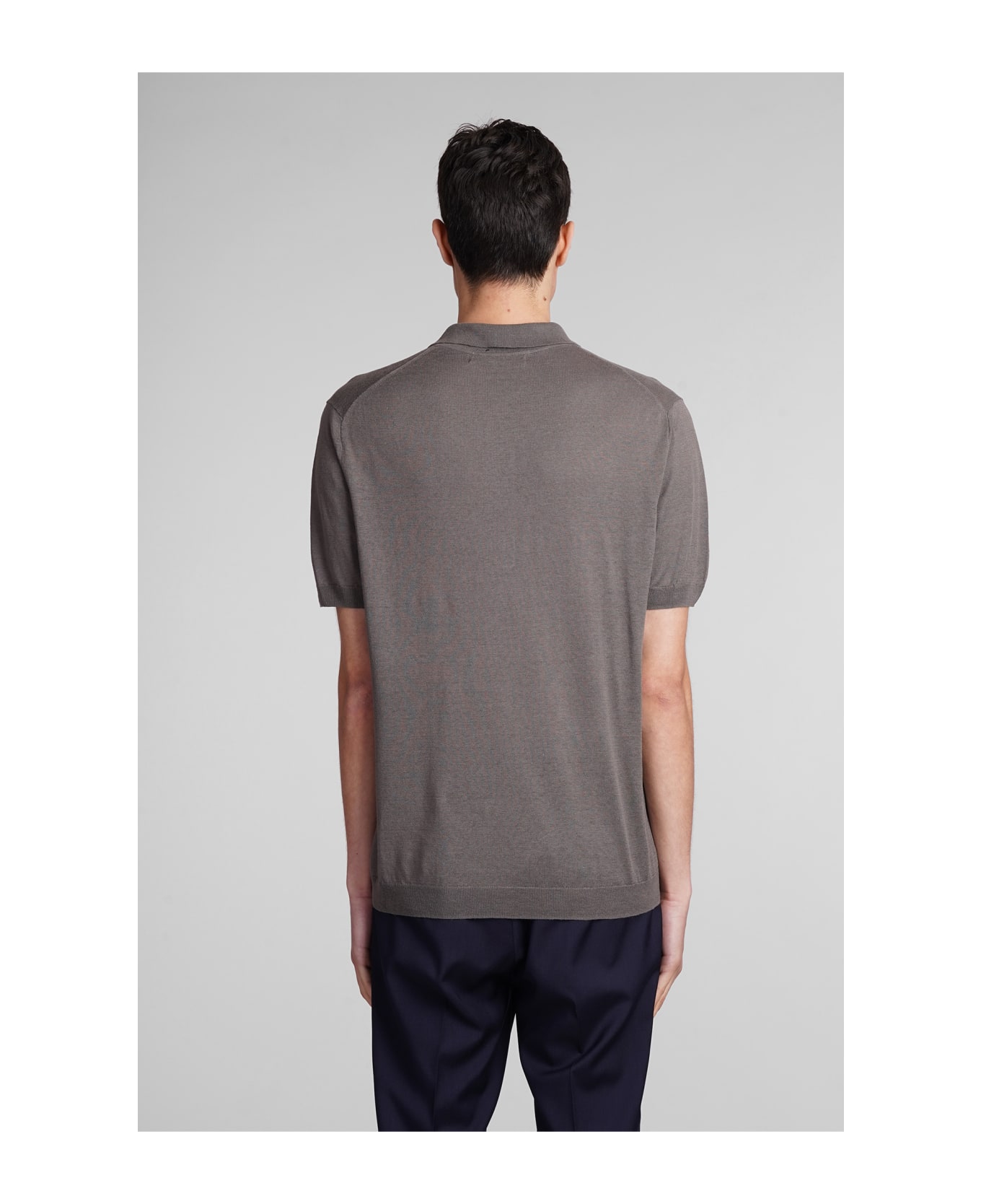 Low Brand K148 Polo In Grey Silk And Linen - grey