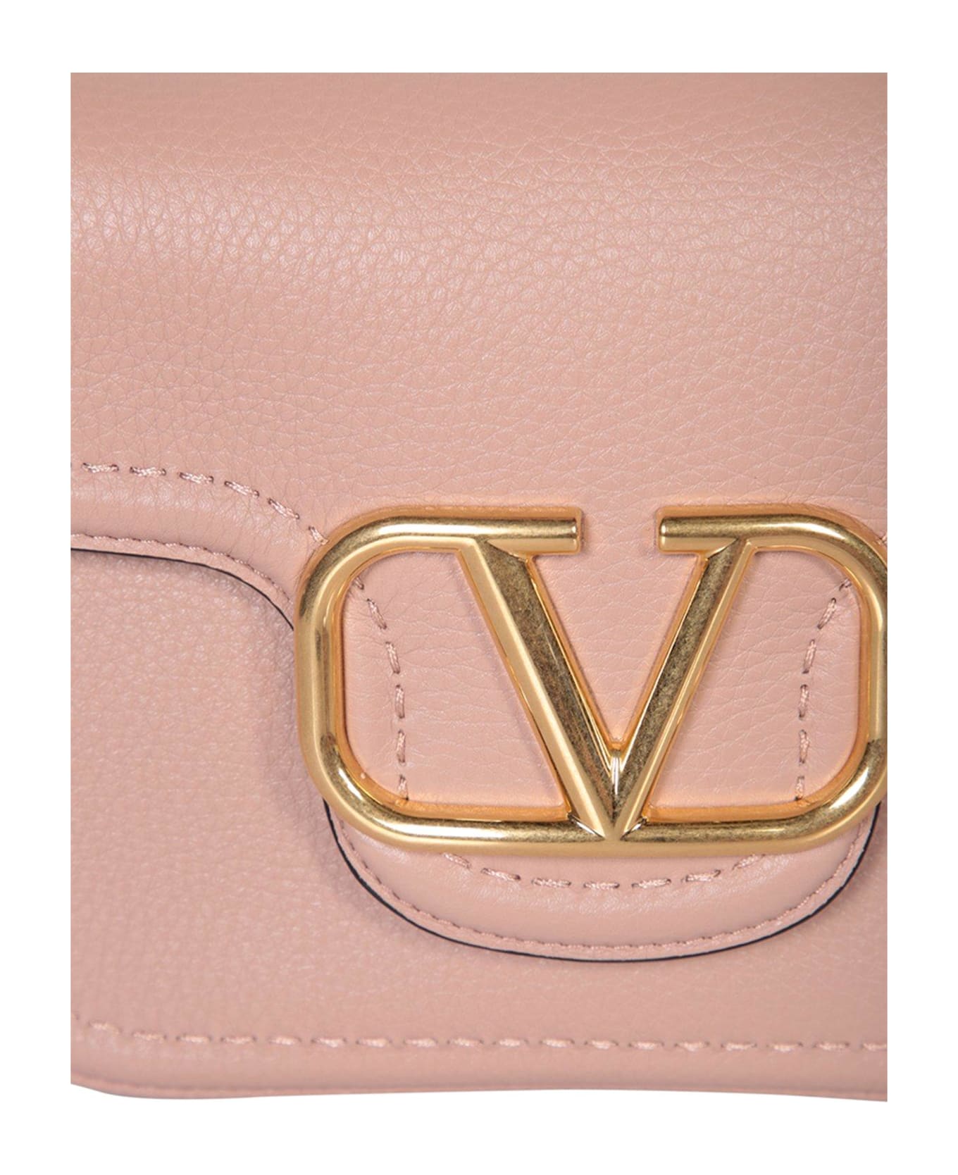 Valentino Garavani Vlogo Plaque Foldover Top Shoulder Bag - Pink