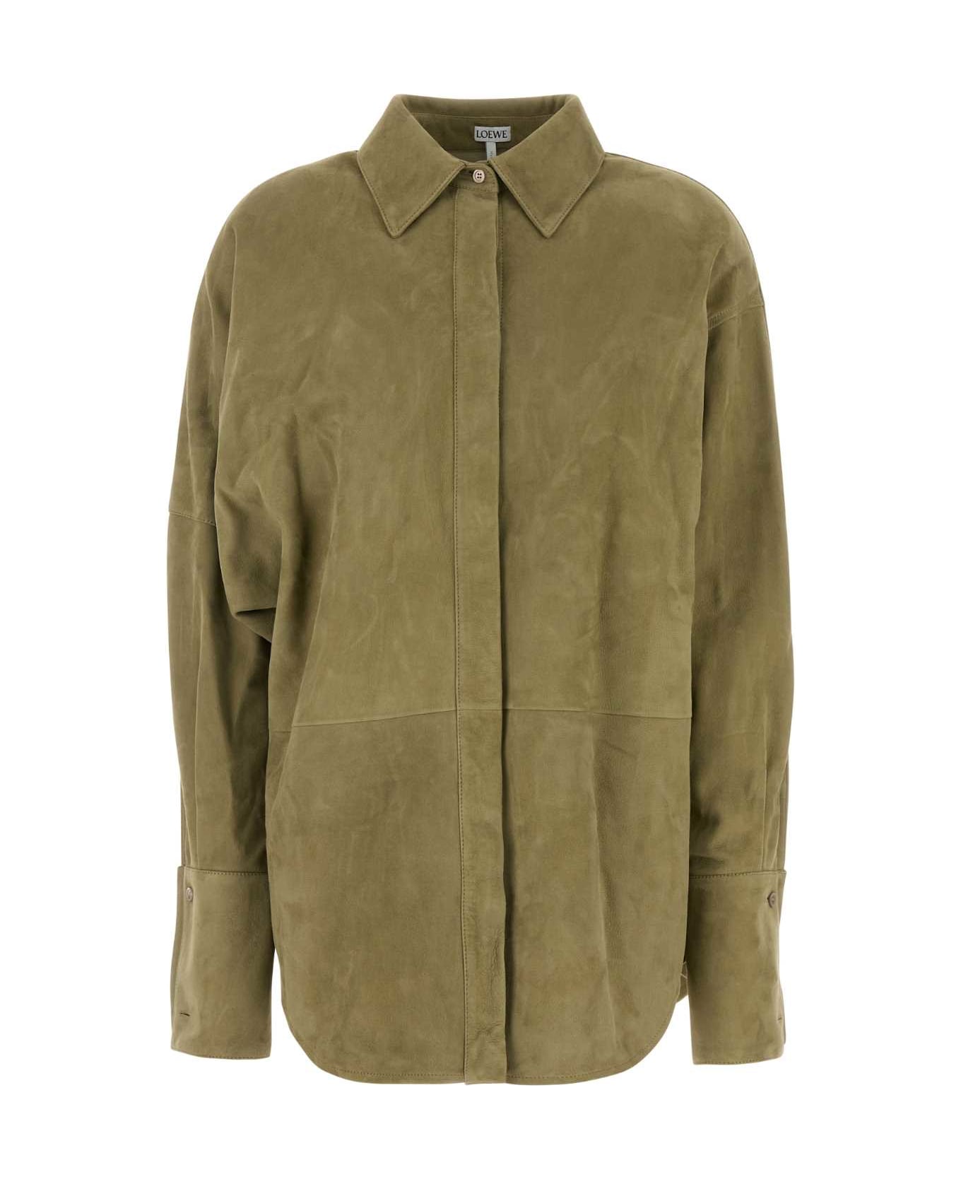 Loewe Sage Green Suede Shirt - SAGE