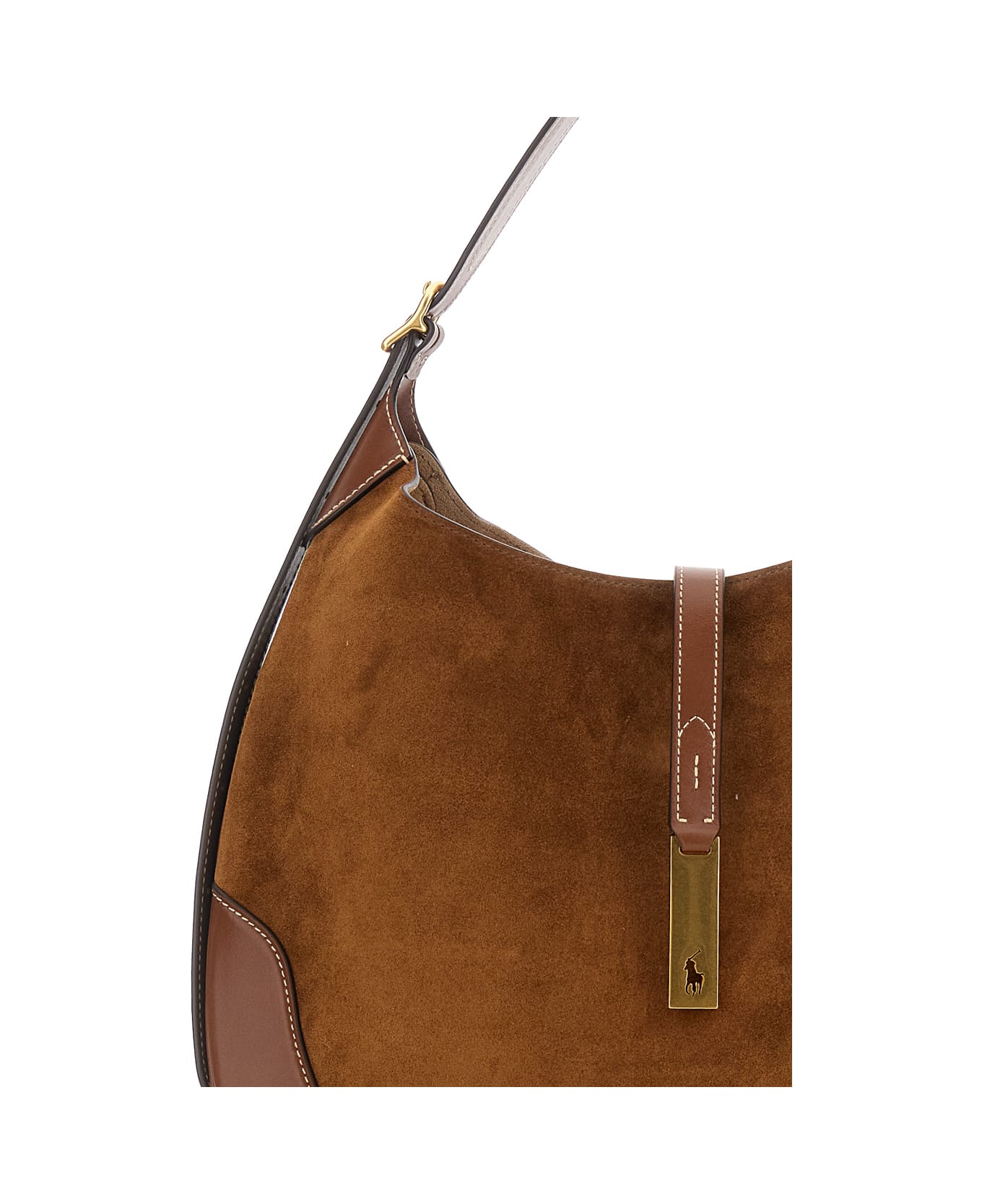 Polo Ralph Lauren Brown Shoulder Bag With One Top Leather Handle And Front Strap In Suede Woman - Brown