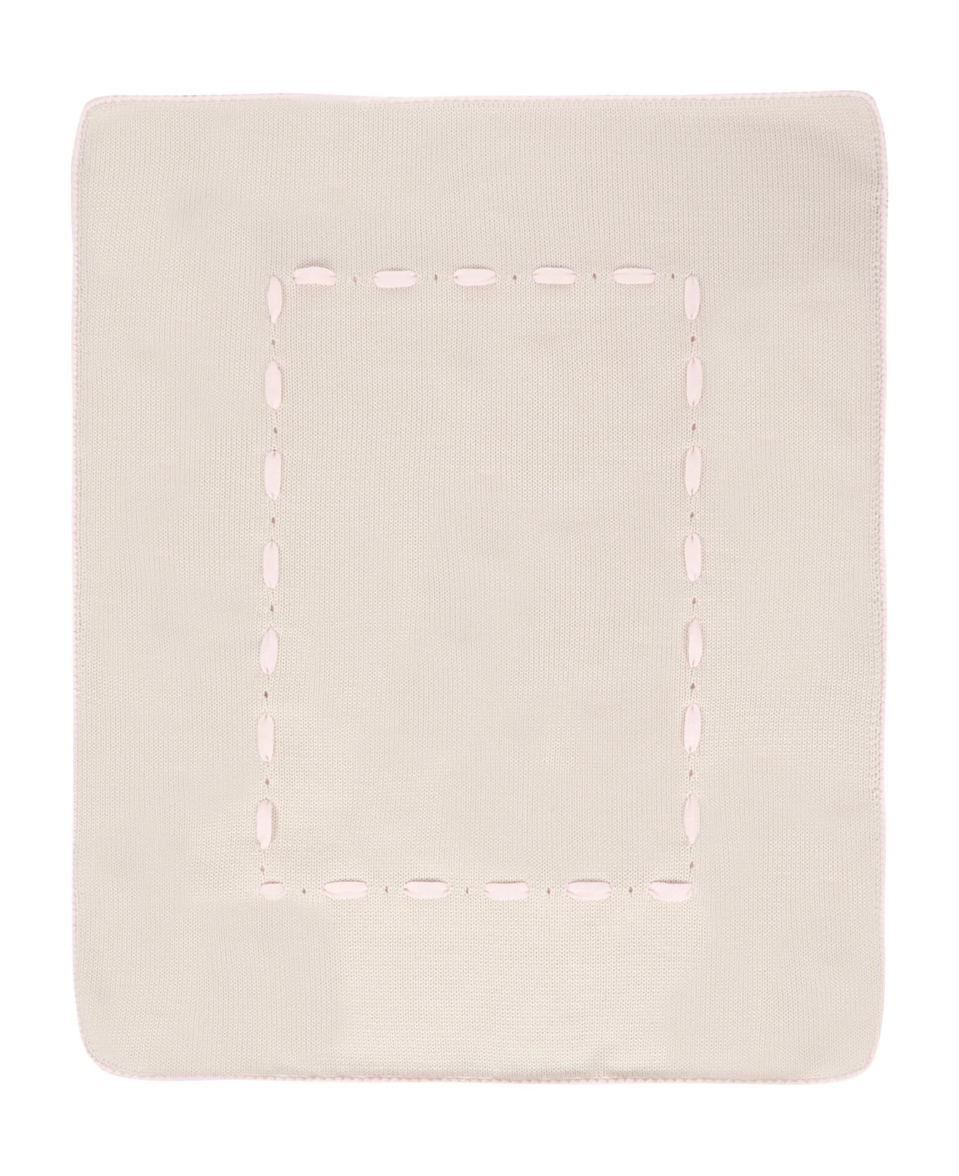 Little Bear Beige Blanket For Baby Girl With Ivory Ribbon - Beige