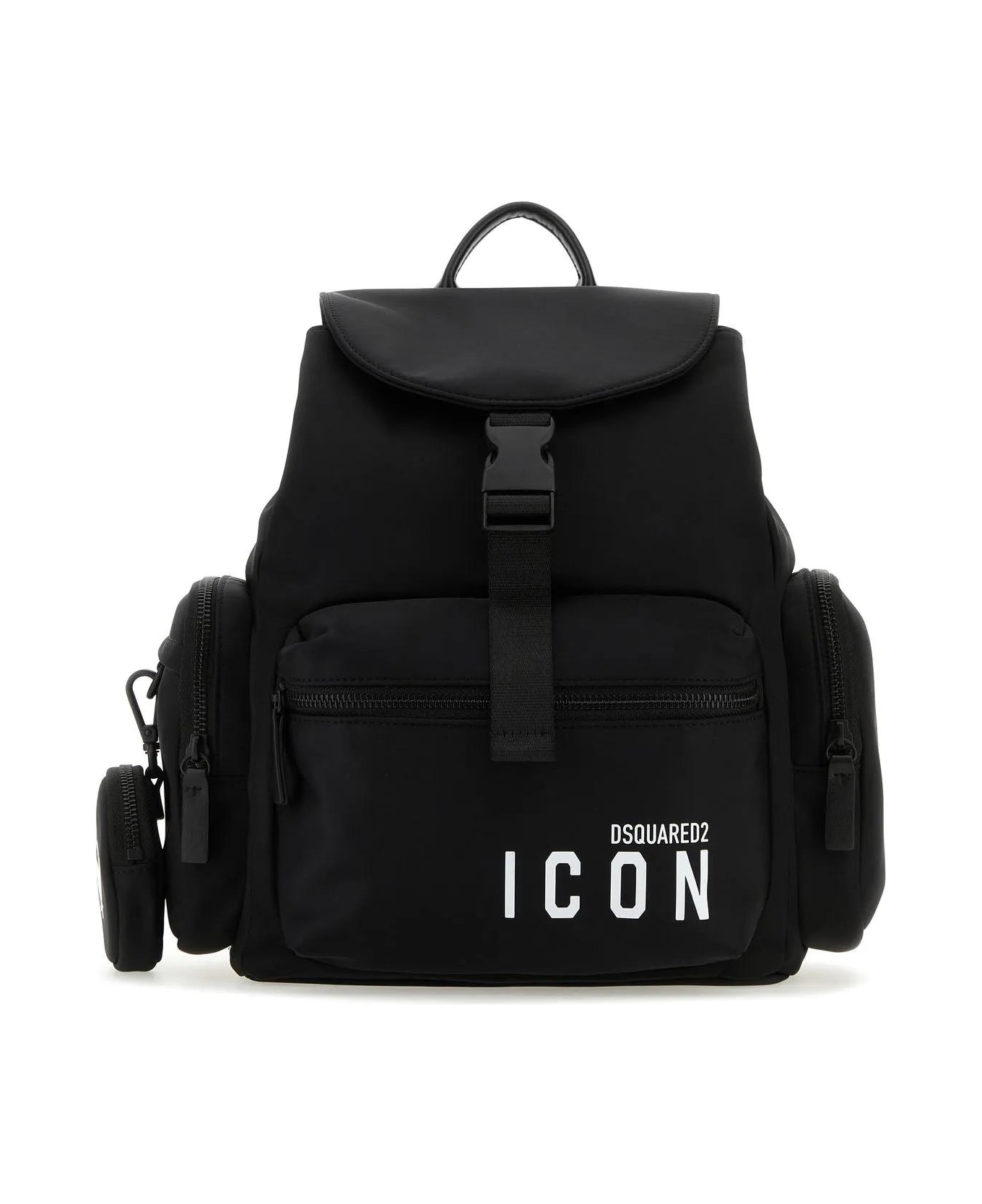 Dsquared2 Black Nylon Be Icon Backpack - Black