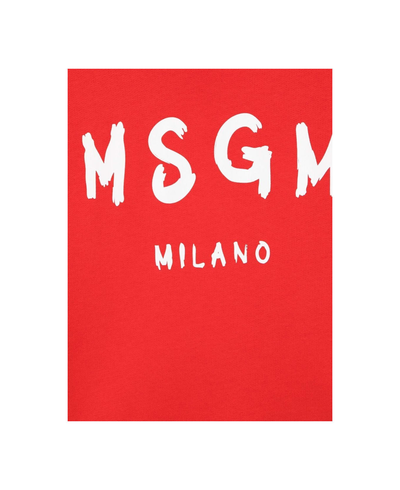 MSGM Sweatshirt Over Crew Neck And Logo - RED