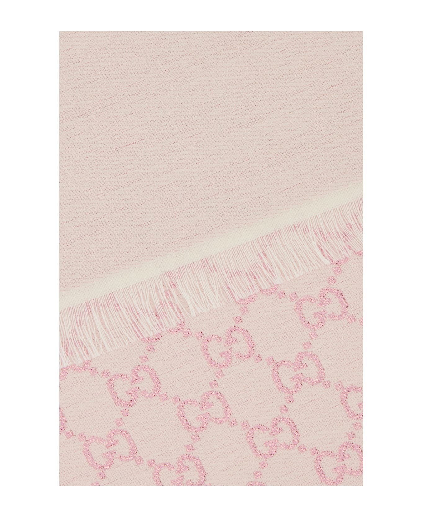 Gucci Embroidered Wool Blend Reversible Scarf - Rosa
