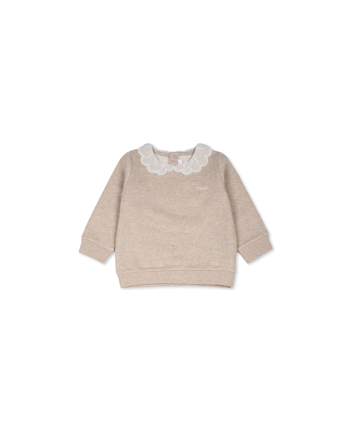 Chloé Beige Sweat-shirt For Baby Girl With Logo - Beige