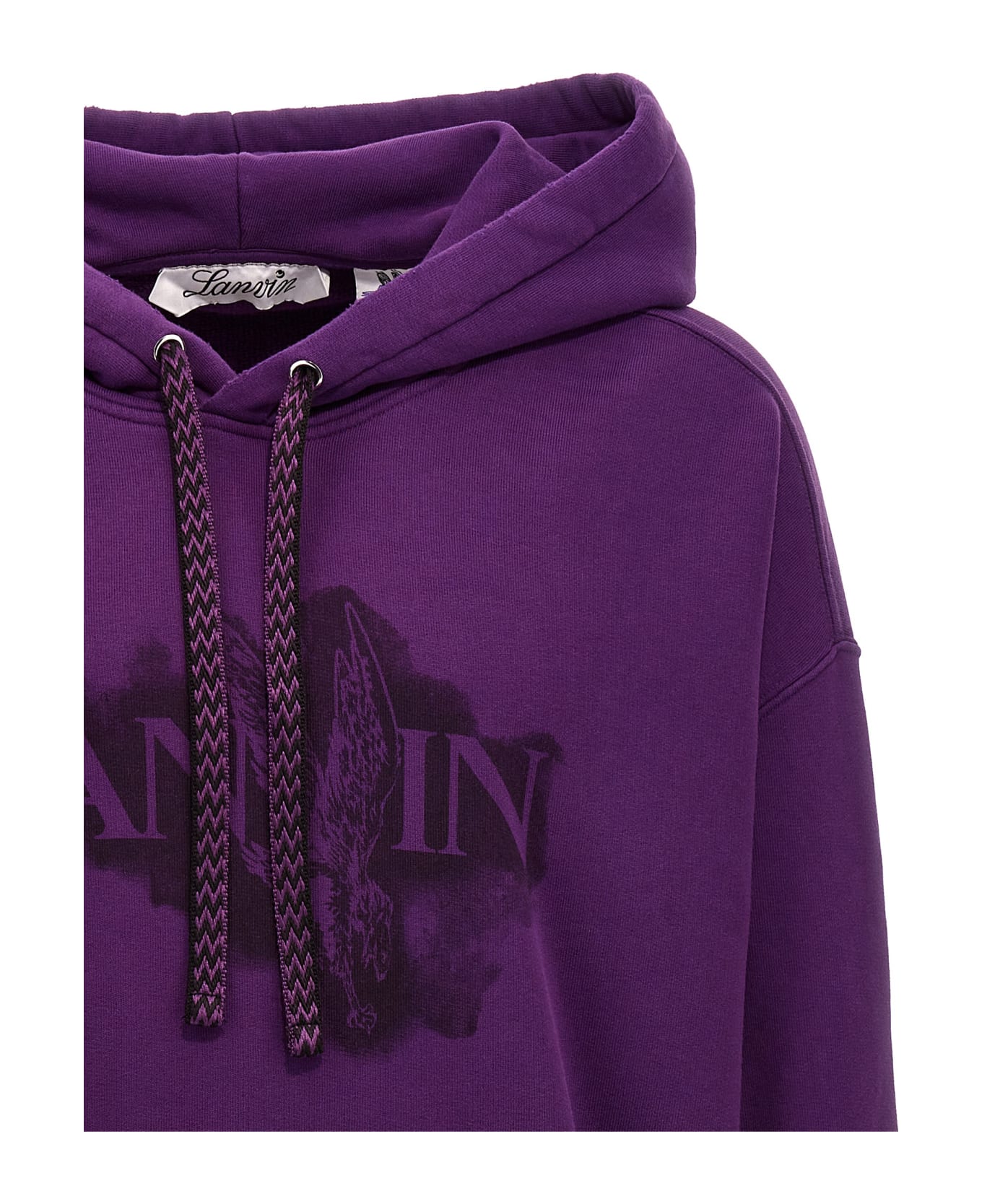 Lanvin Logo Print Hoodie - Purple フリース