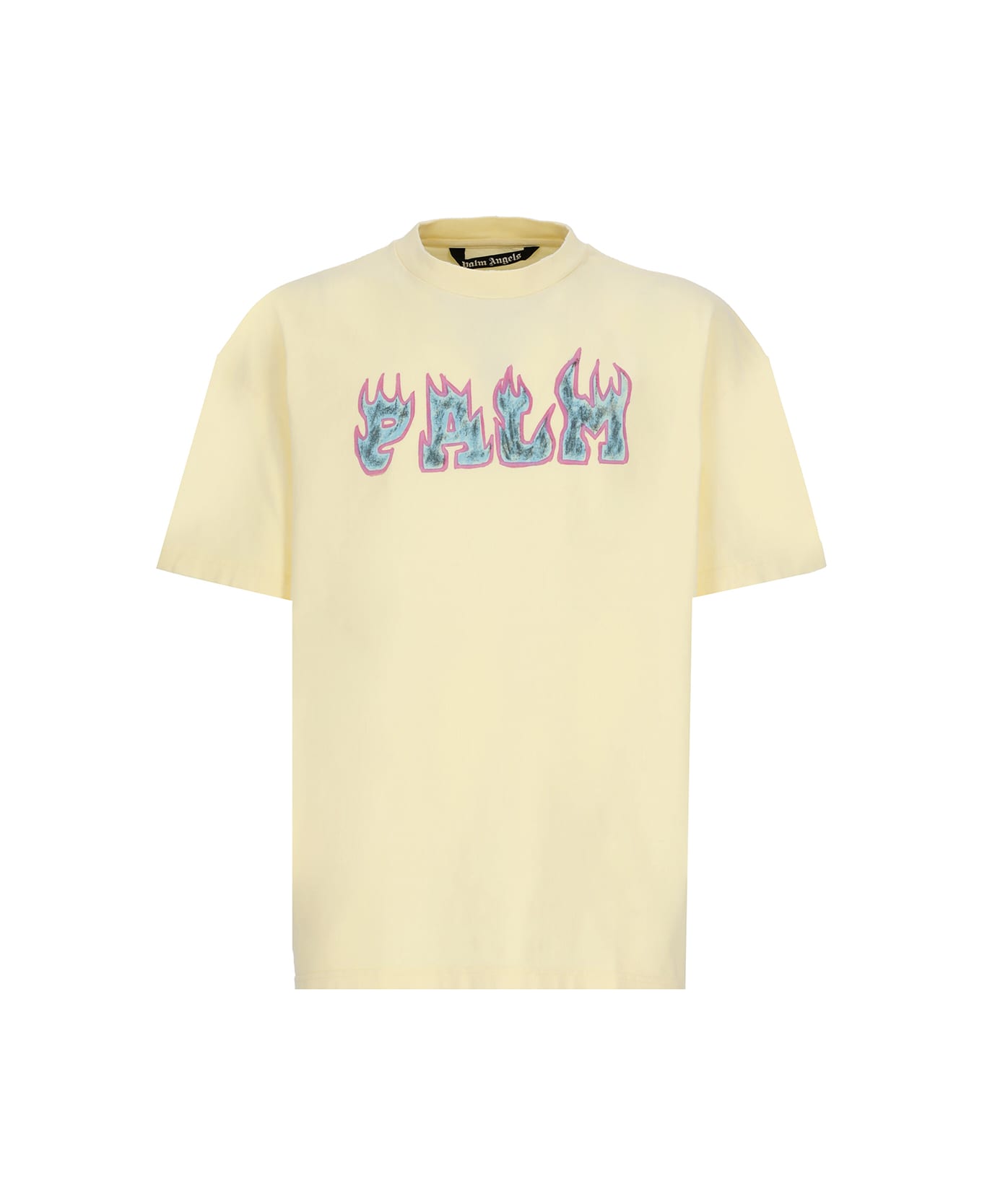 Palm Angels Logo Flames T-shirt - YELLOW
