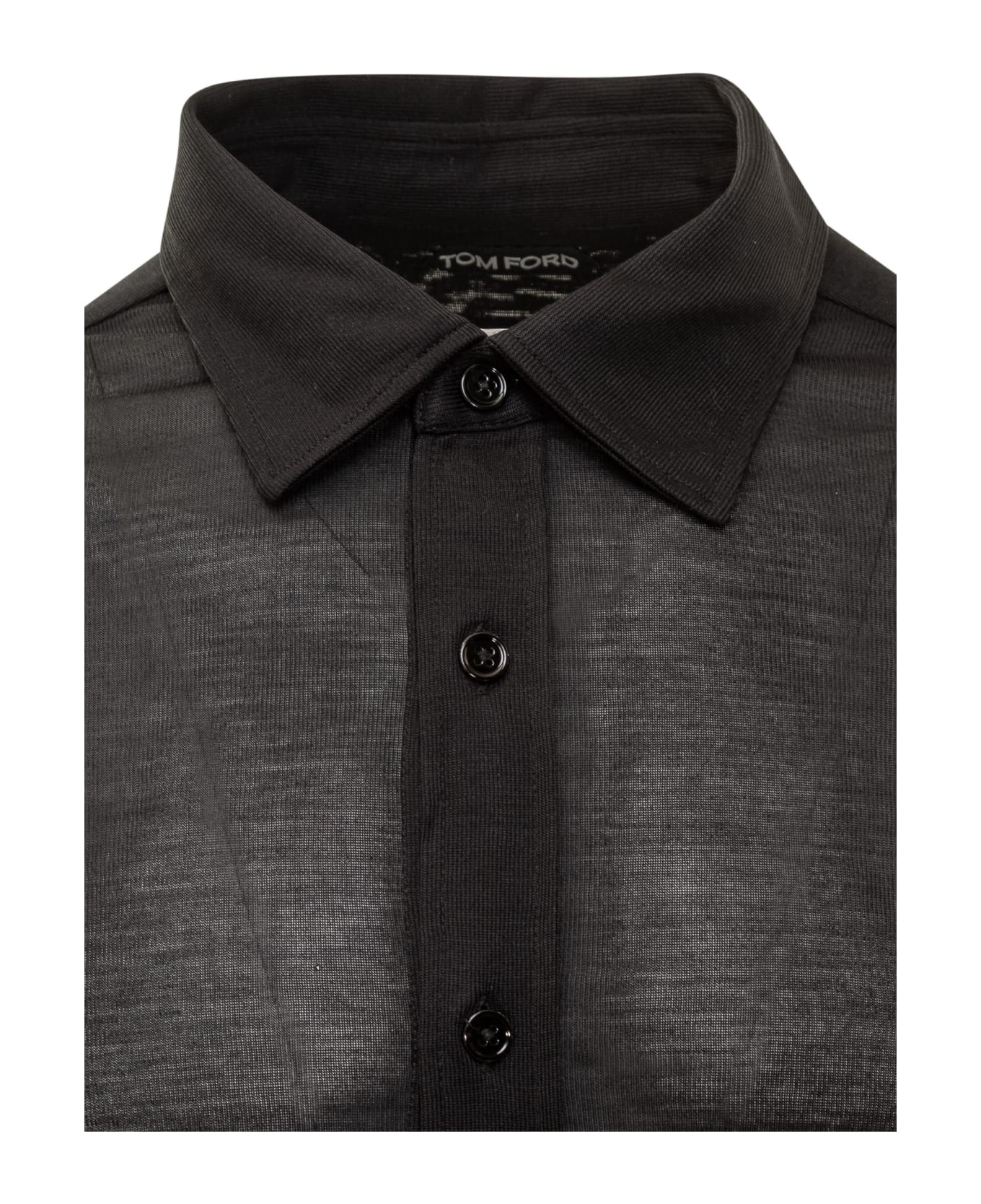 Tom Ford Black Satin Shirt In Silk Man - BLACK シャツ