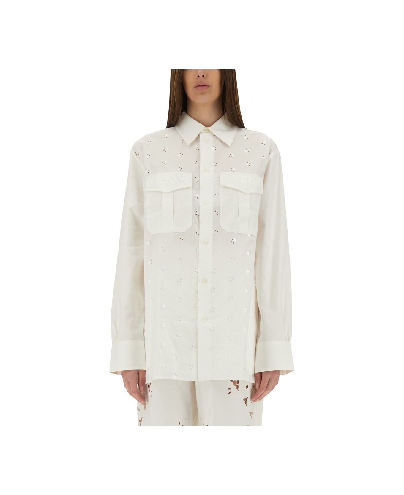 Marine Serre Upcycled Linen Shirt - WHITE
