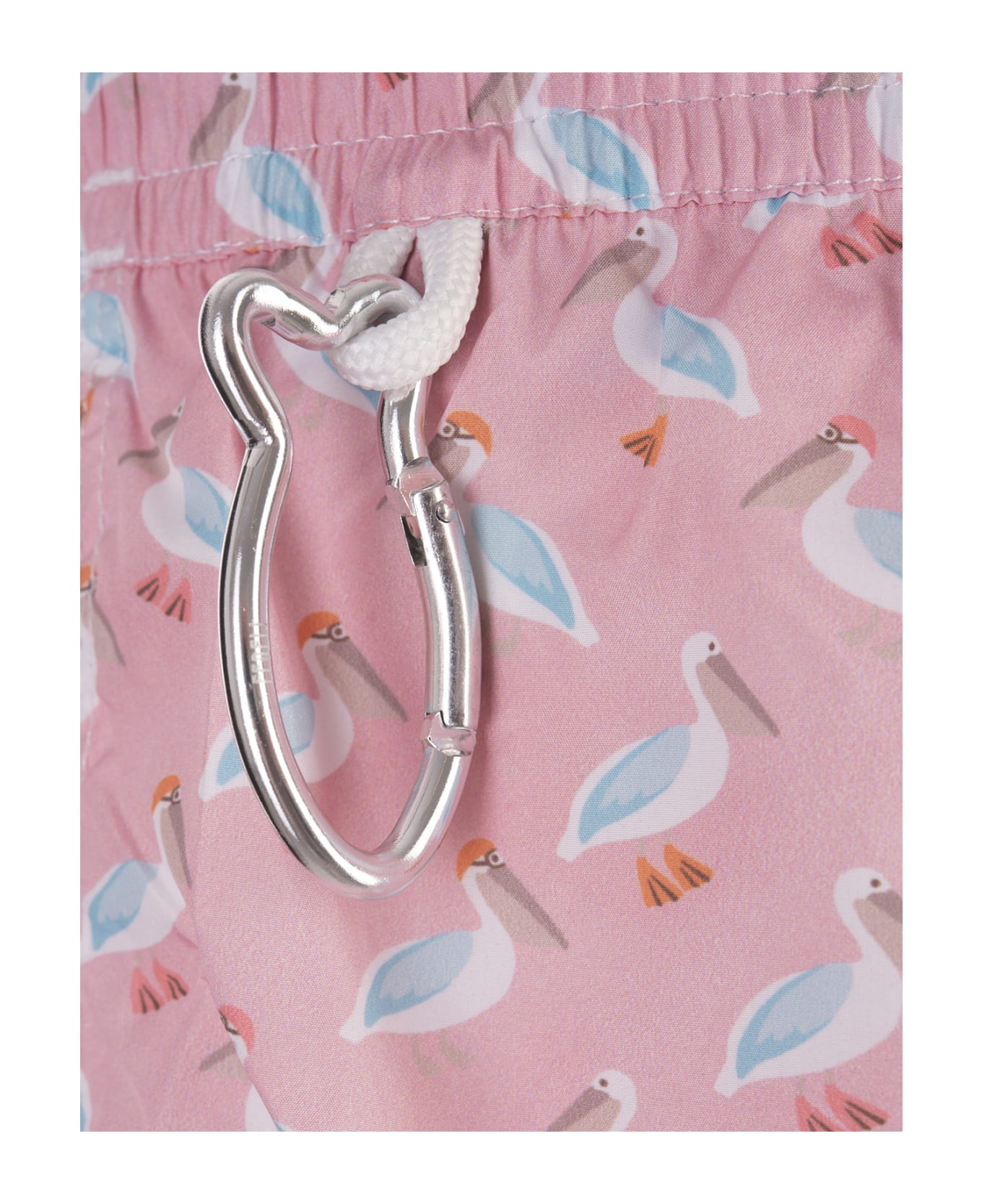 Fedeli Pink Swim Shorts With Pelican Pattern - Pink