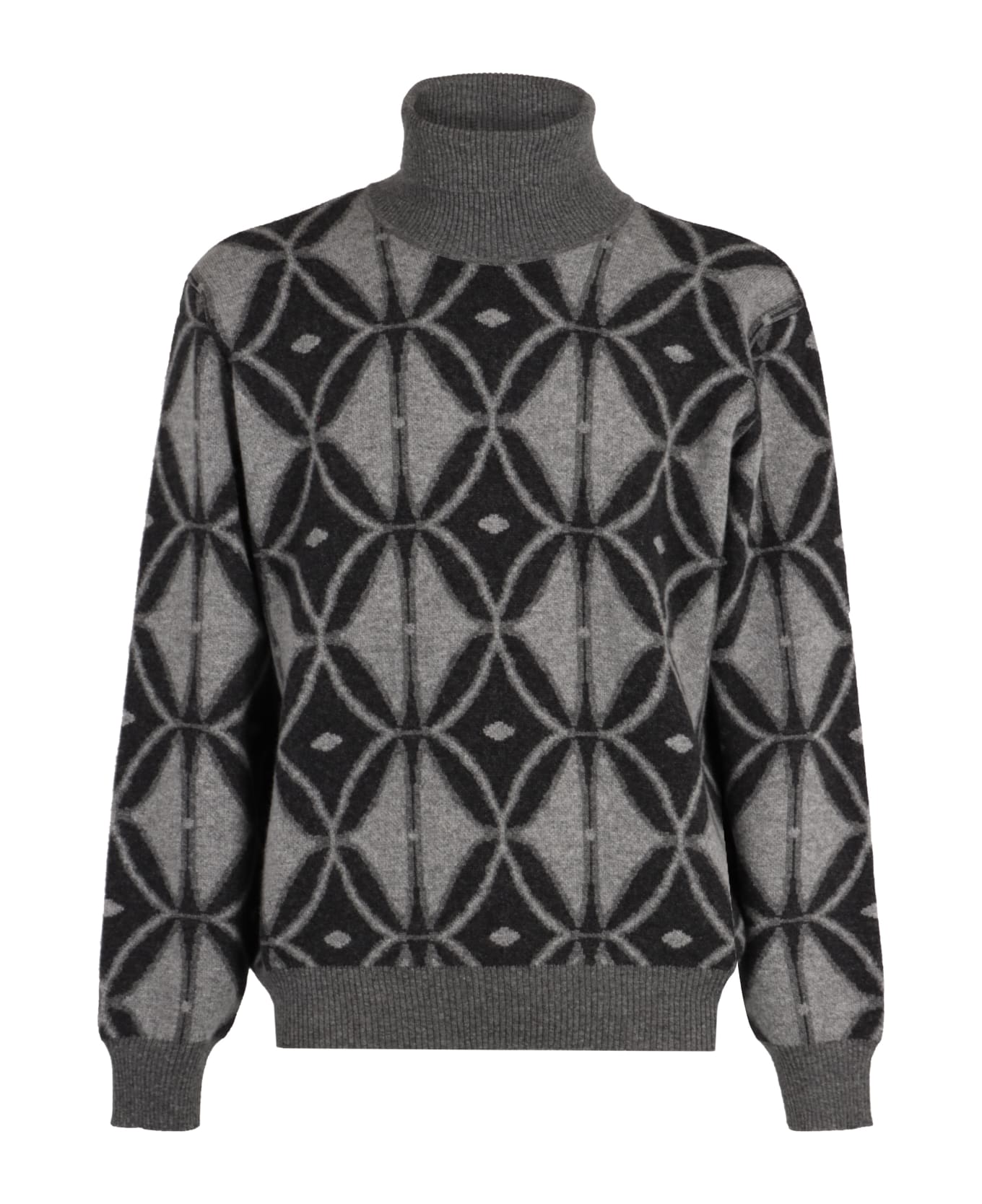 Etro Two-tone Wool Knit Turtleneck Pullover - grey