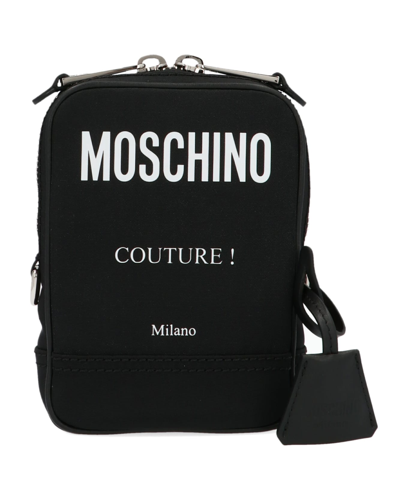 Moschino 'label' raffia mini kensington bag - 2555