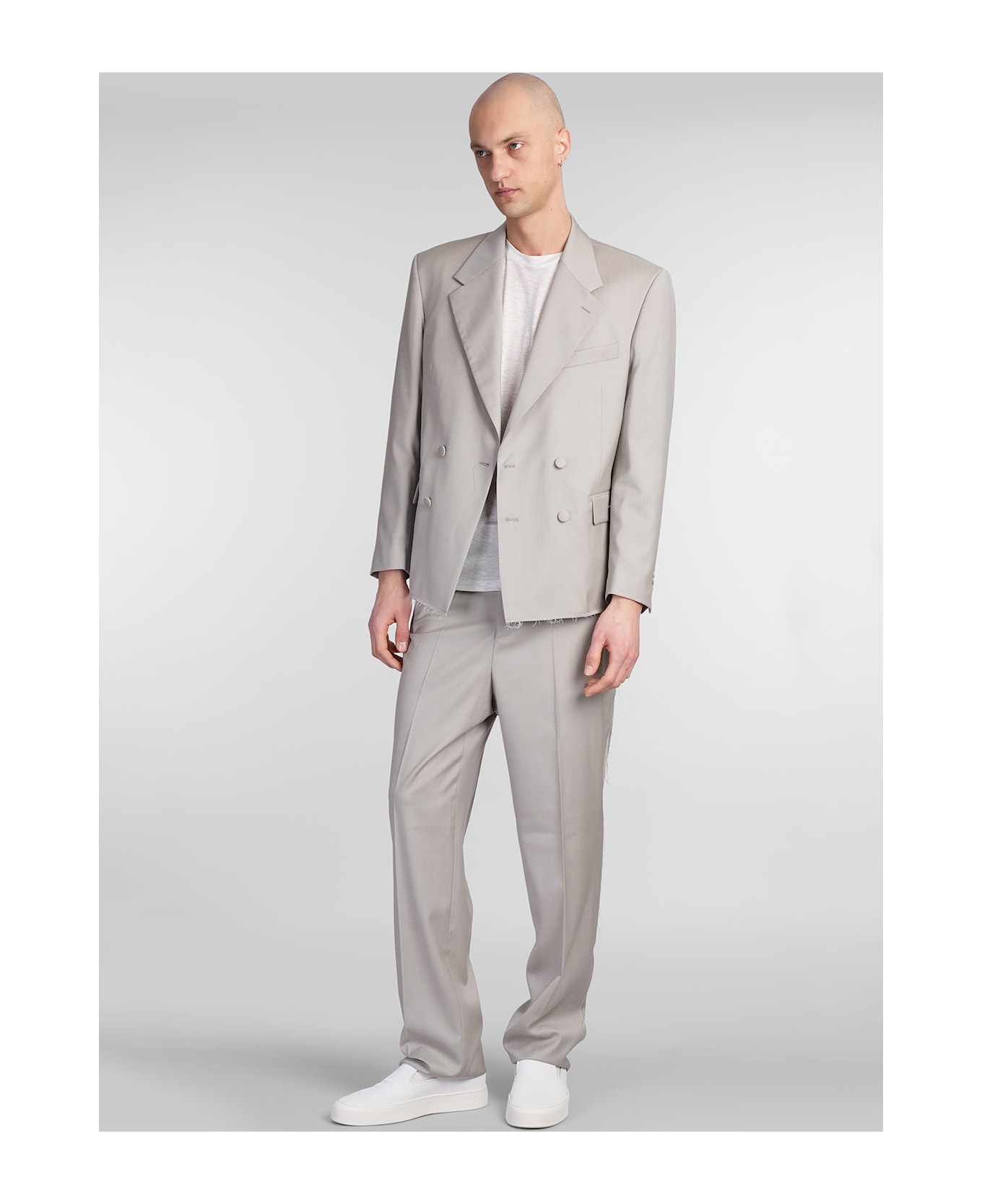 Paura Cassel Blazer In Taupe Wool - taupe