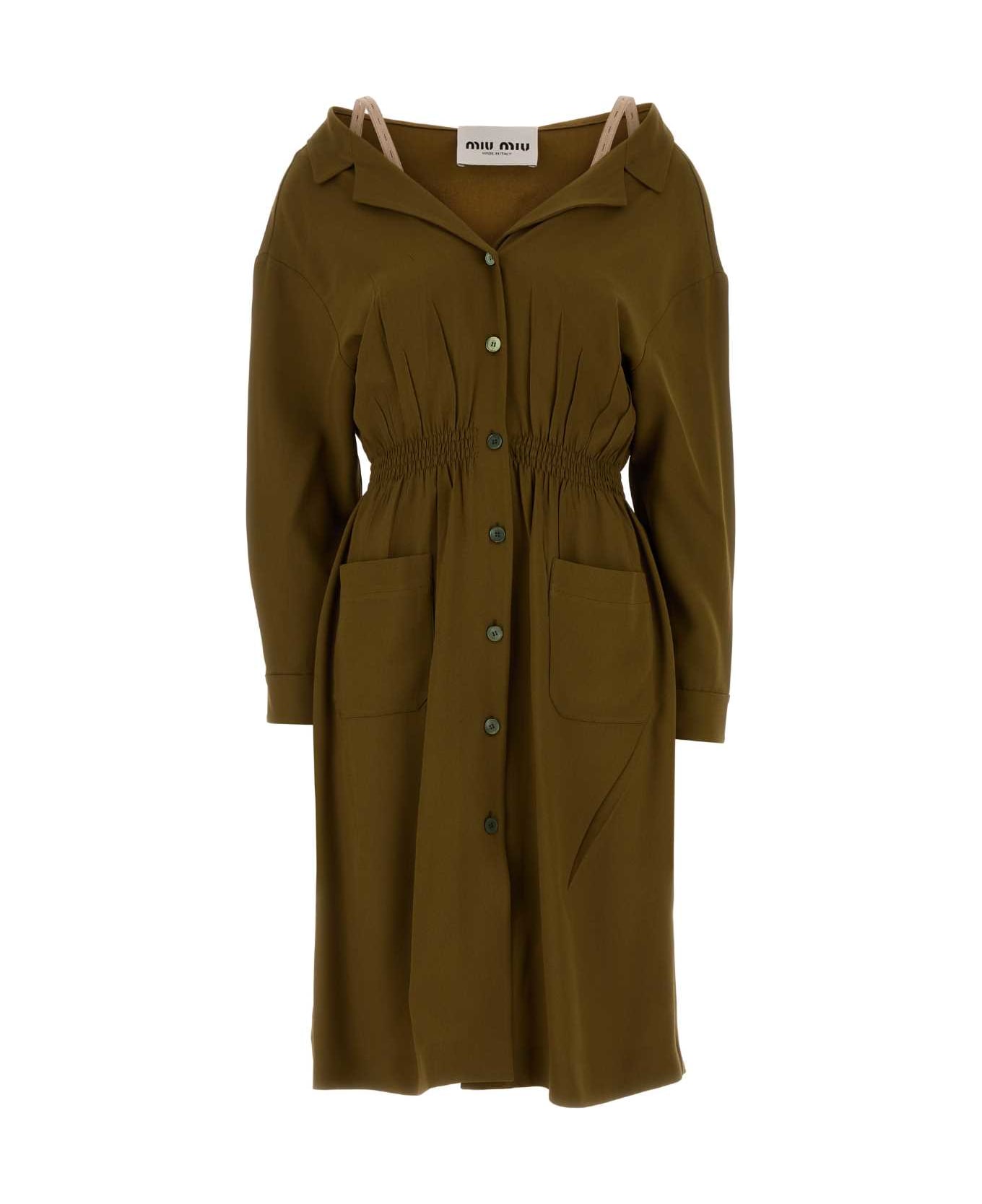 Miu Miu Olive Green Sable Dress - MIMETICO