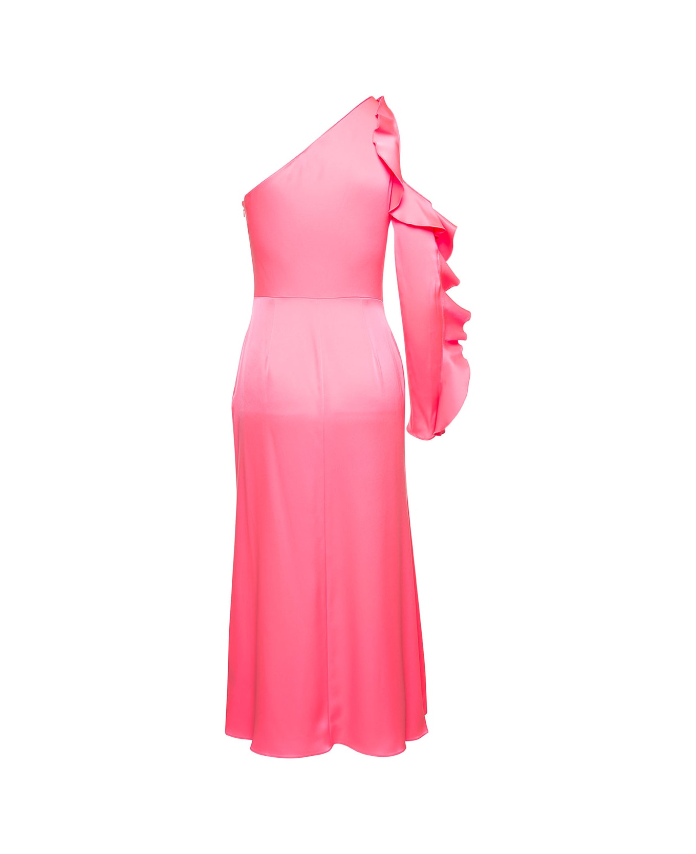 David Koma Pink Monoshoulder Dress With Ruches Detailing In Acetate Woman - Pink
