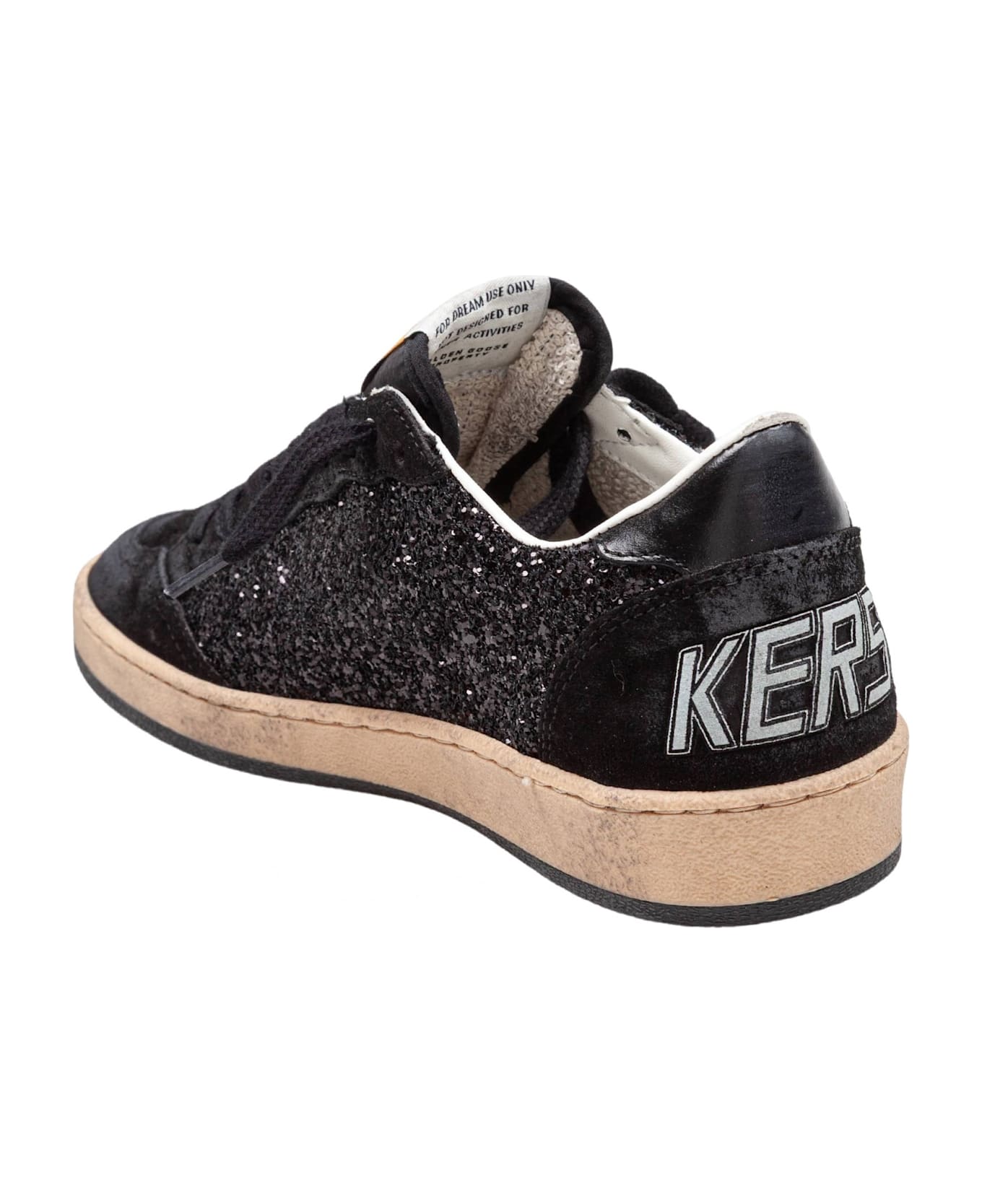 Golden Goose Sneakers Ballstar In Suede And Glitter Color Black - Black