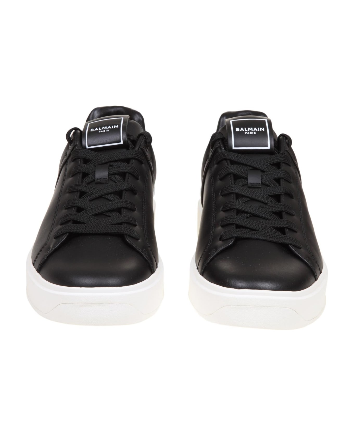 Balmain Black Leather B-court Sneakers - Noir/Blanc