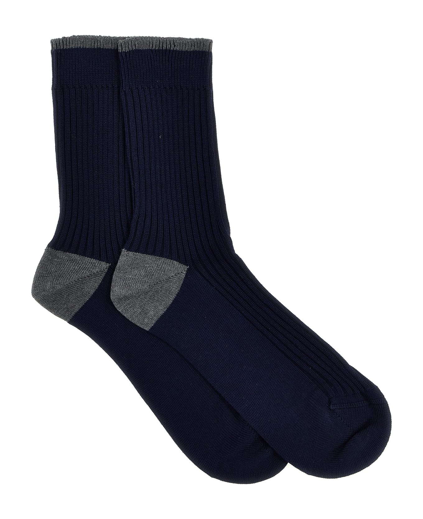 Brunello Cucinelli Ribbed Cotton Socks - Blue 靴下