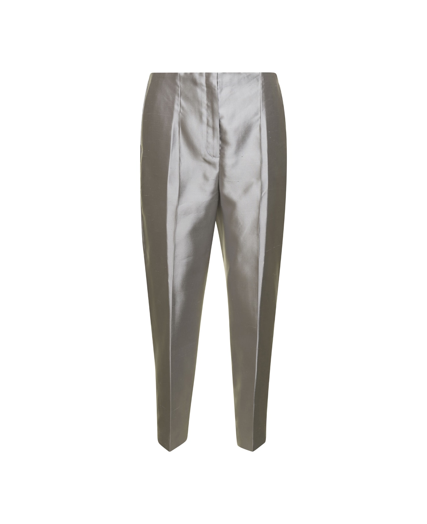 Theory Grey Cigarette Pants In Silk Woman - Grey ボトムス