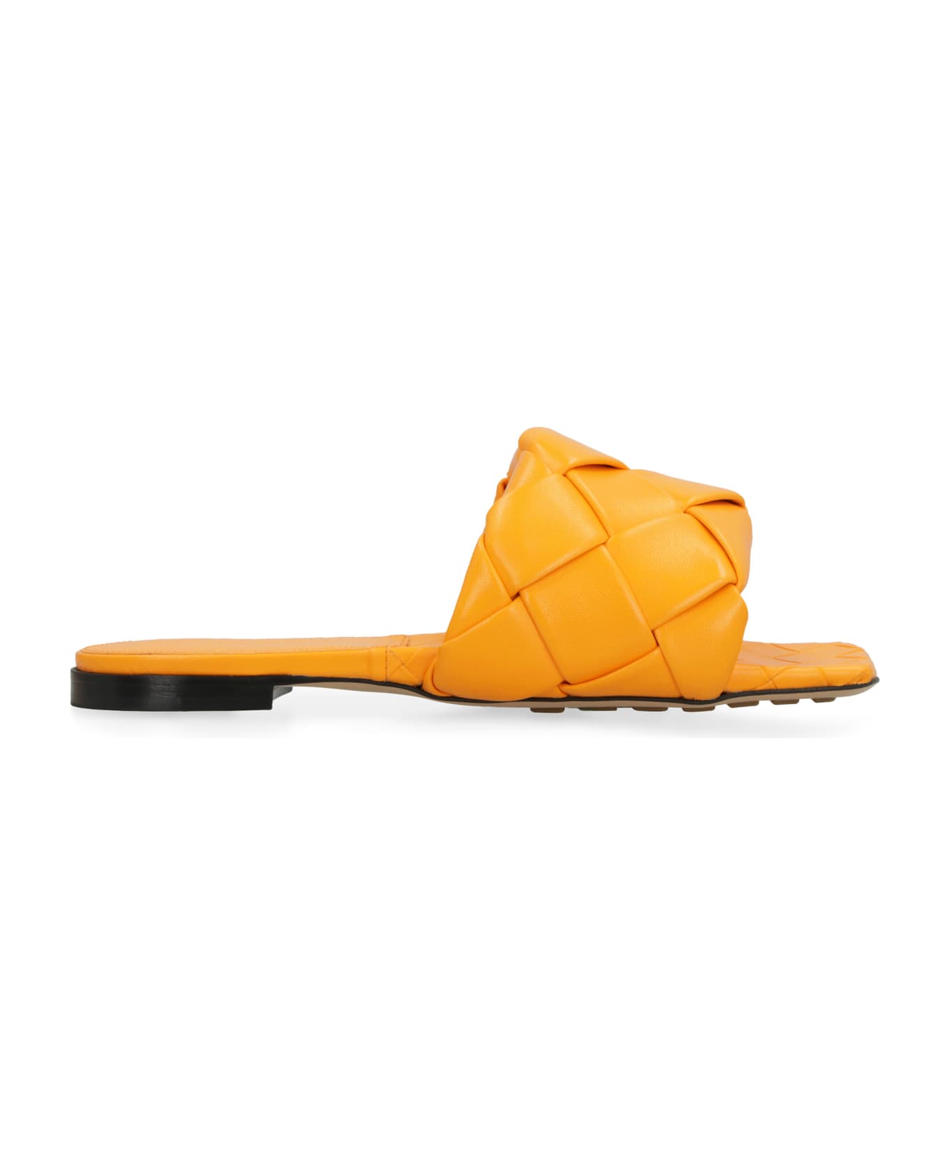 Bottega Veneta Lido Leather Flat Sandals - Orange