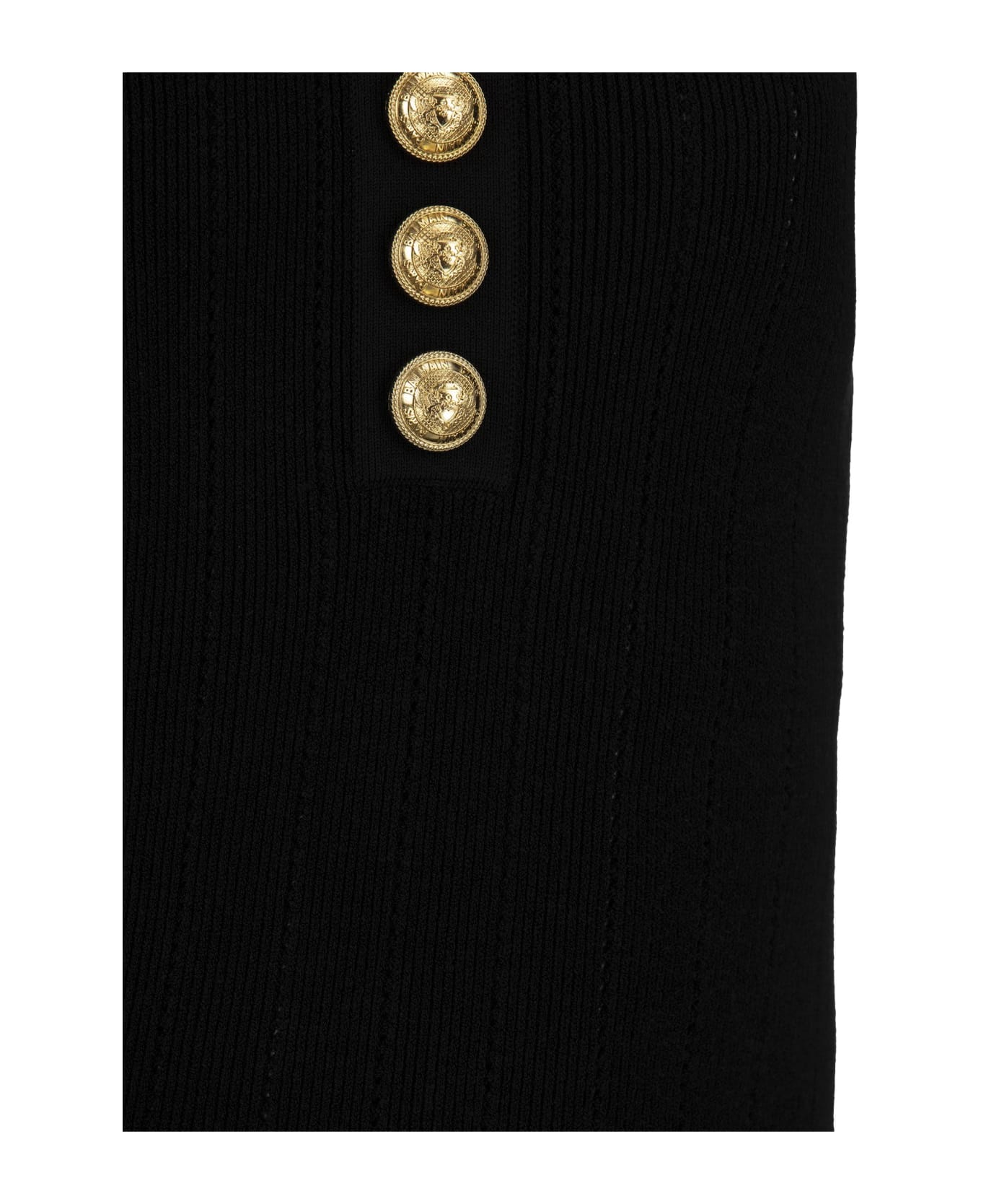 Balmain Long-sleeved Bodysuit With Buttons - Pa Noir
