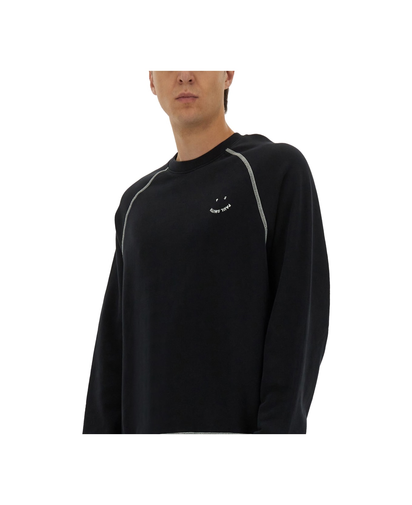 PS by Paul Smith Sweatshirt With Embroidery Ps Happy - BLACK