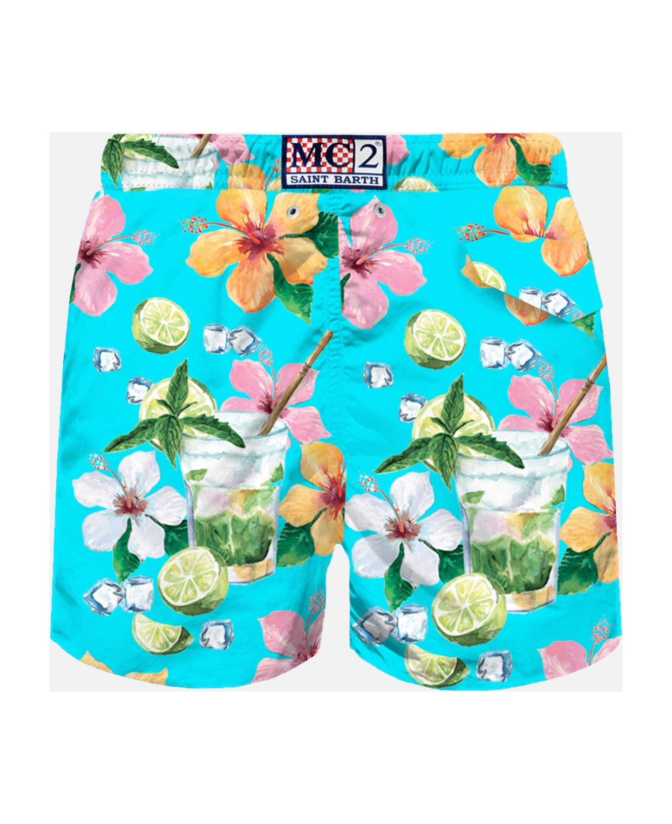 MC2 Saint Barth Man Light Fabric Swim Shorts With Mojito Print