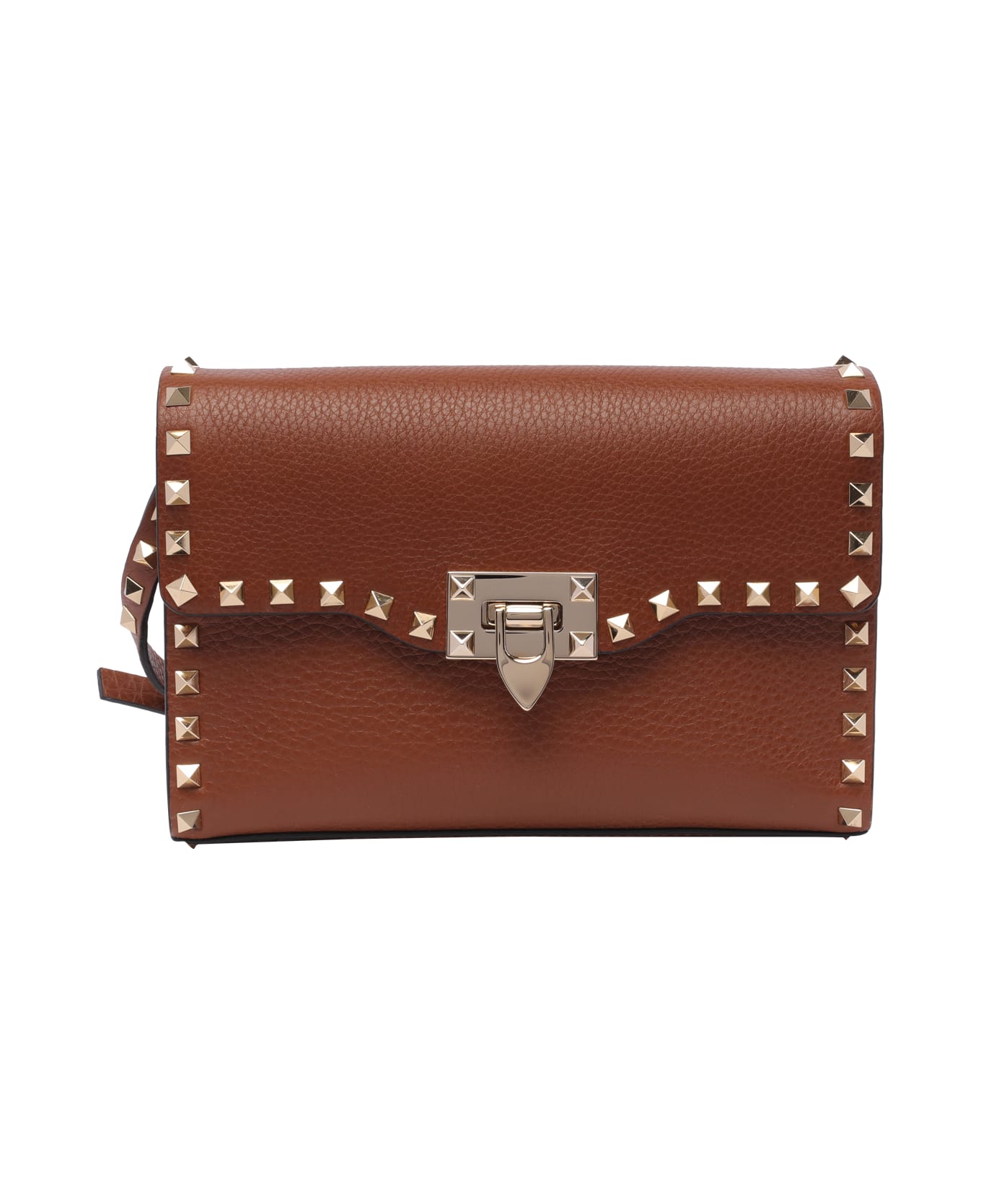 Valentino Garavani Small Shoulder Bag | Rockstud | Vit.st.alce Unlined/plat.studs - Brown