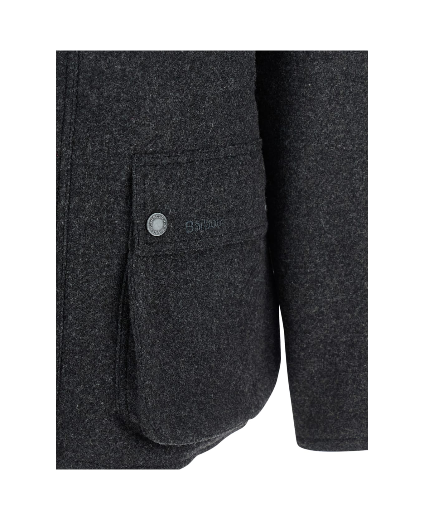 Barbour Grey Jacket With Classic Collar And Patch Pockets In Wool Man - Grey