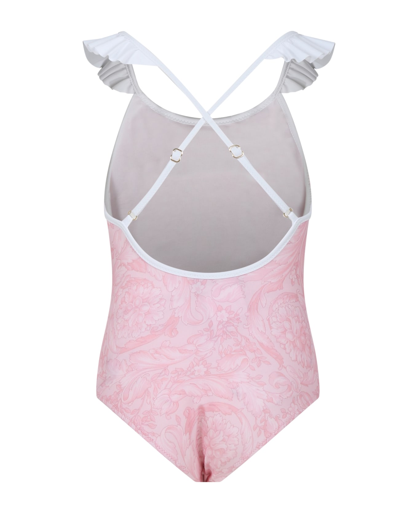 Versace Pink One-piece Swimsuit For Girl With Baroque Print - Pink 水着