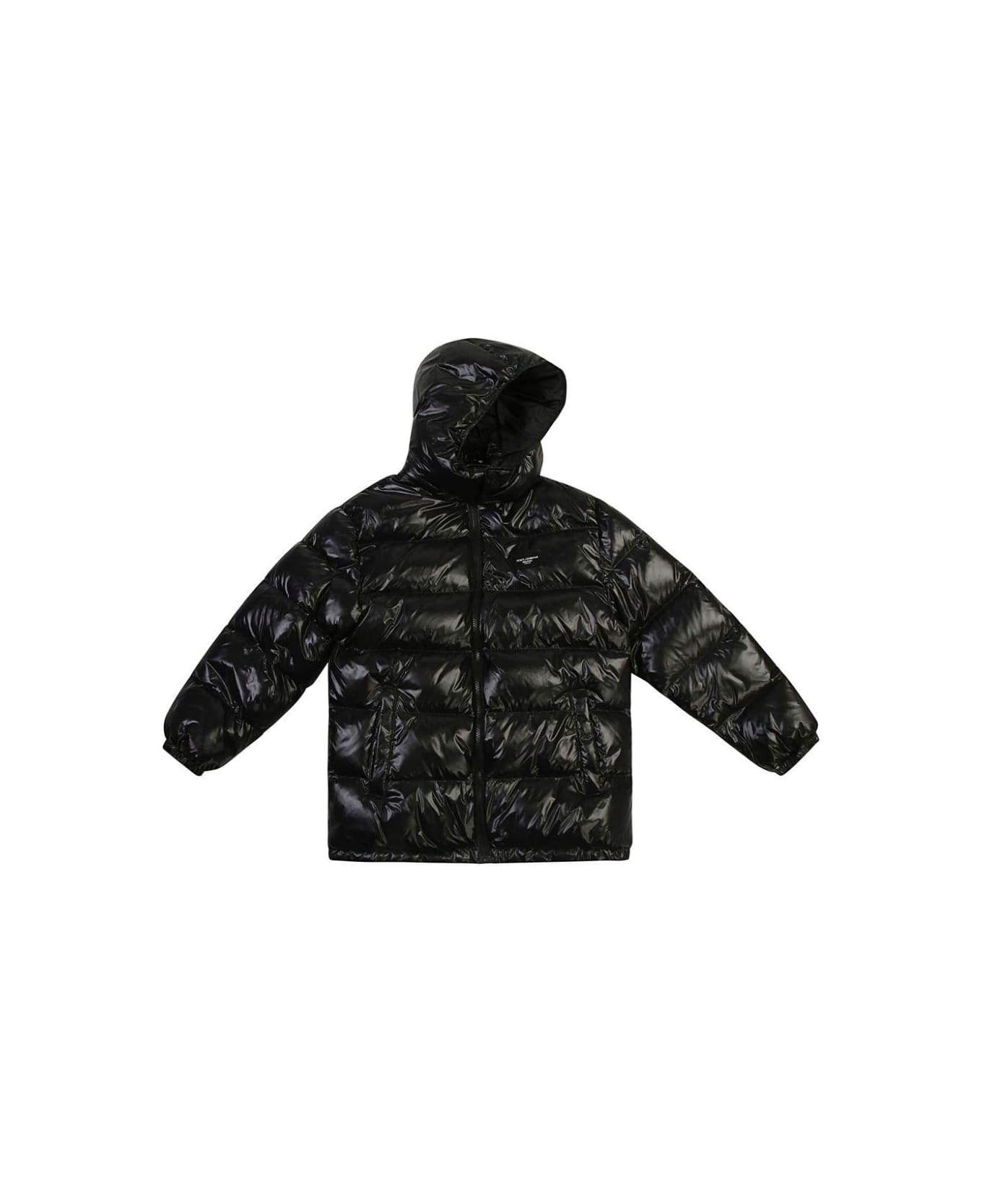 Dolce & Gabbana Logo Plaque Hooded Jacket - Black