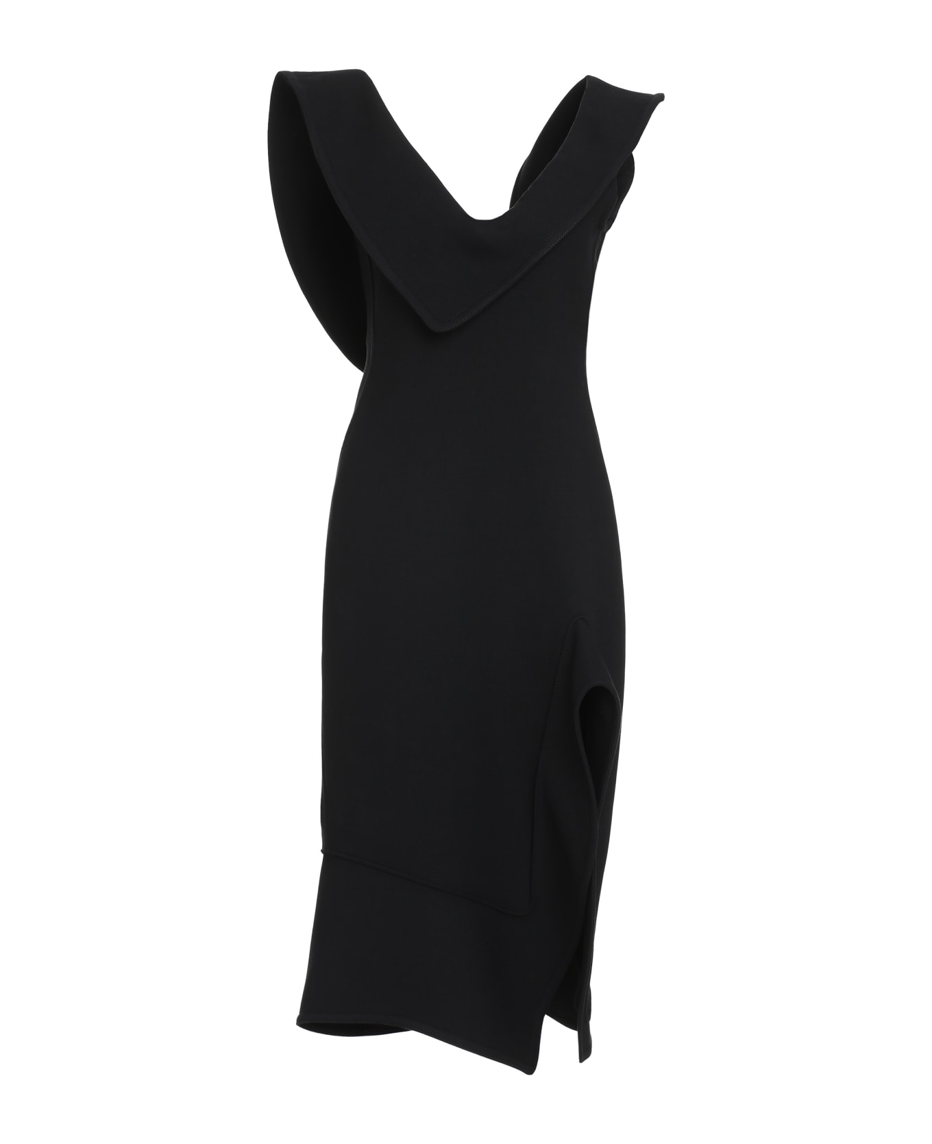 Bottega Veneta Structured Cotton Midi Dress - black