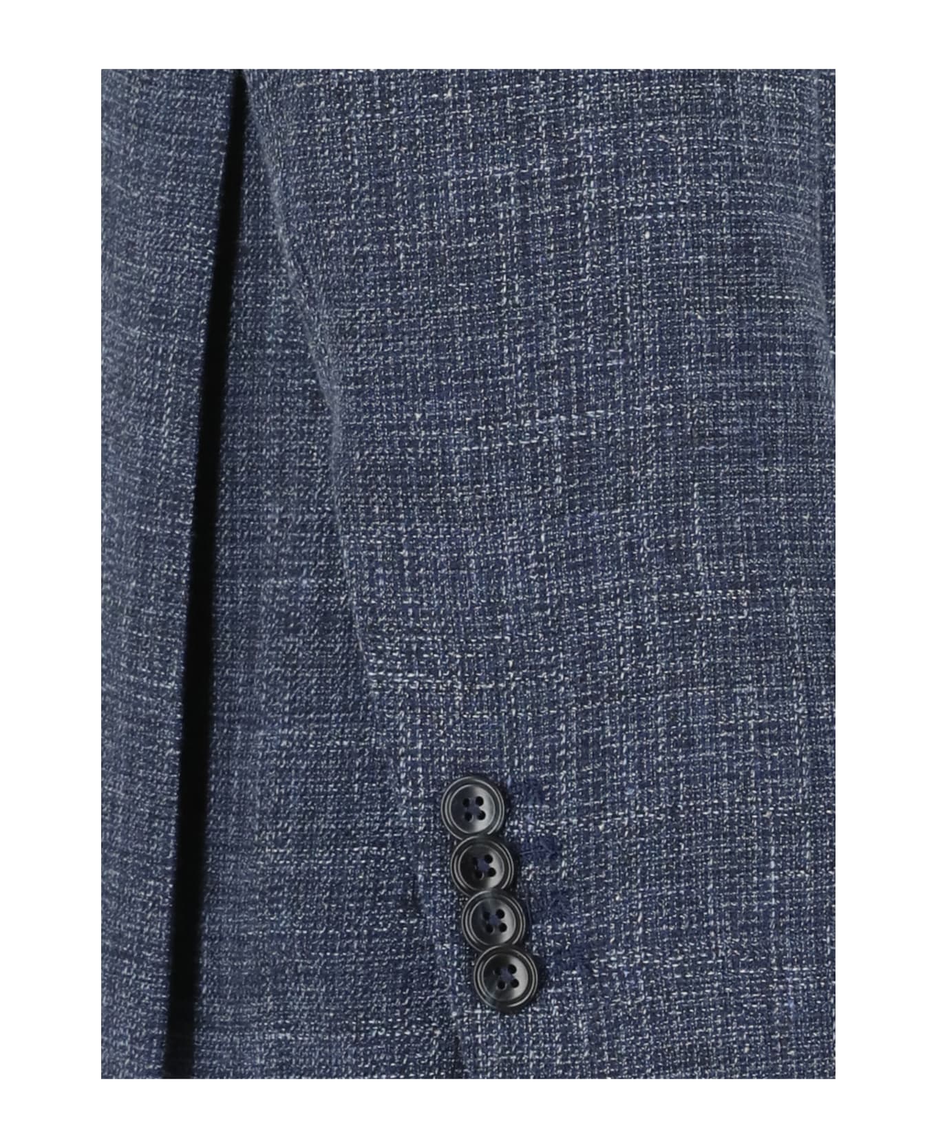 Tagliatore Wool And Cotton Jacket - Blue