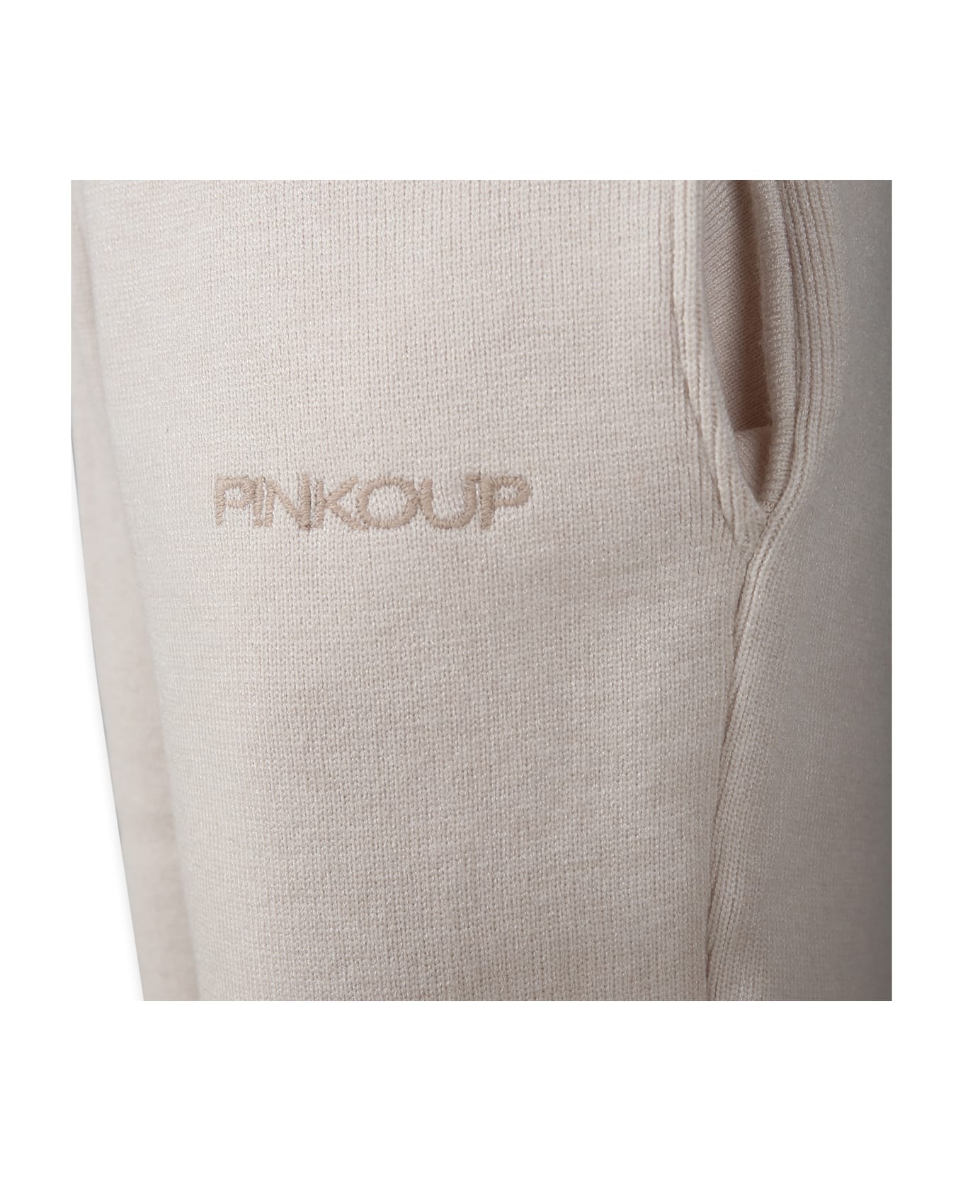 Pinko Beige Trousers For Girl With Logo - Beige