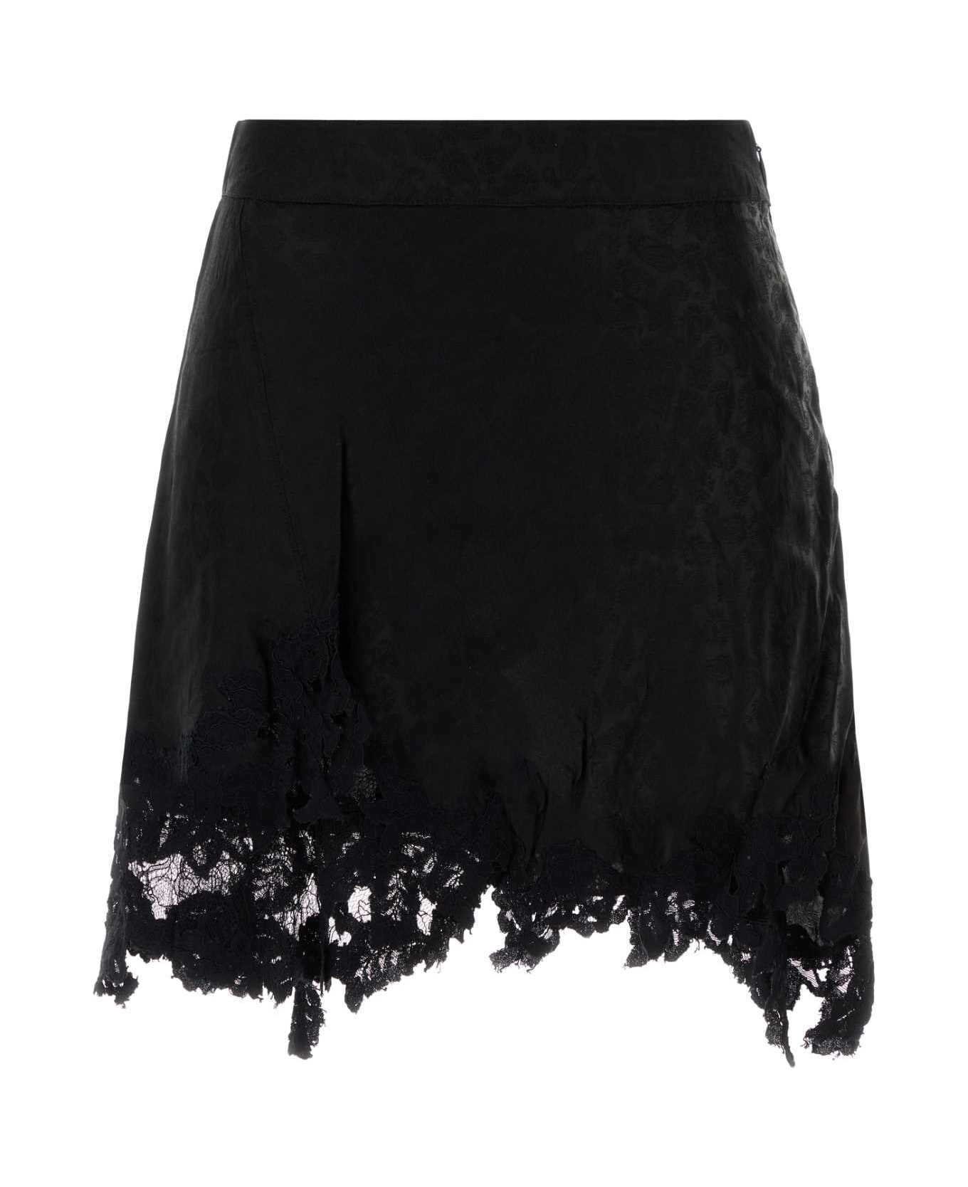 Isabel Marant Black Satin Reana Mini Skirt - BLACK