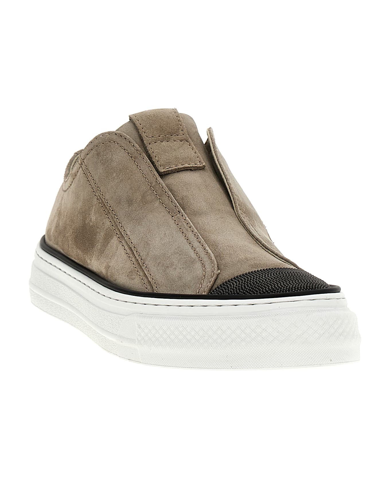 Brunello Cucinelli 'precious Toe' Sneakers - Beige