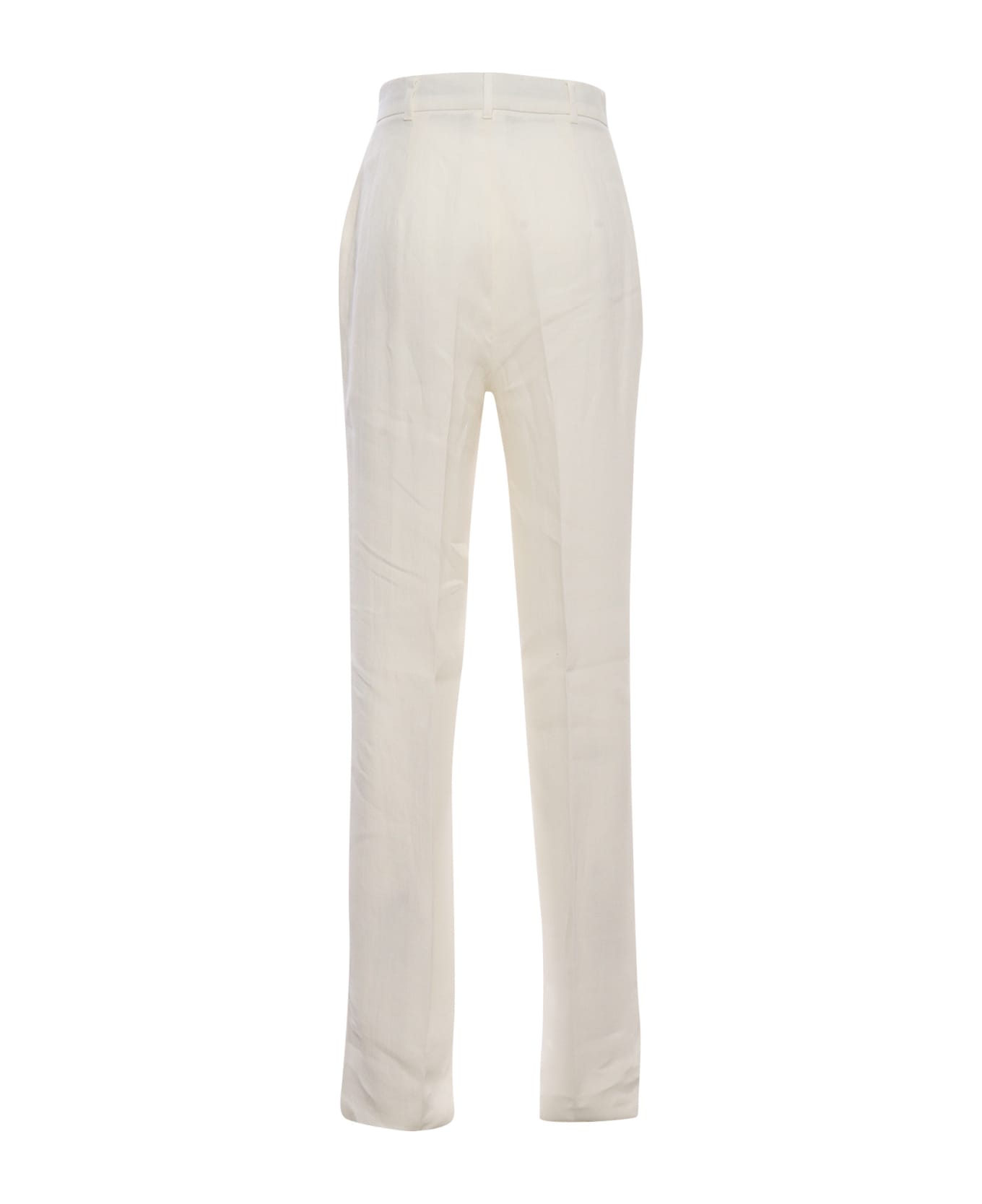 Max Mara Studio Alcano White Trousers - WHITE ボトムス