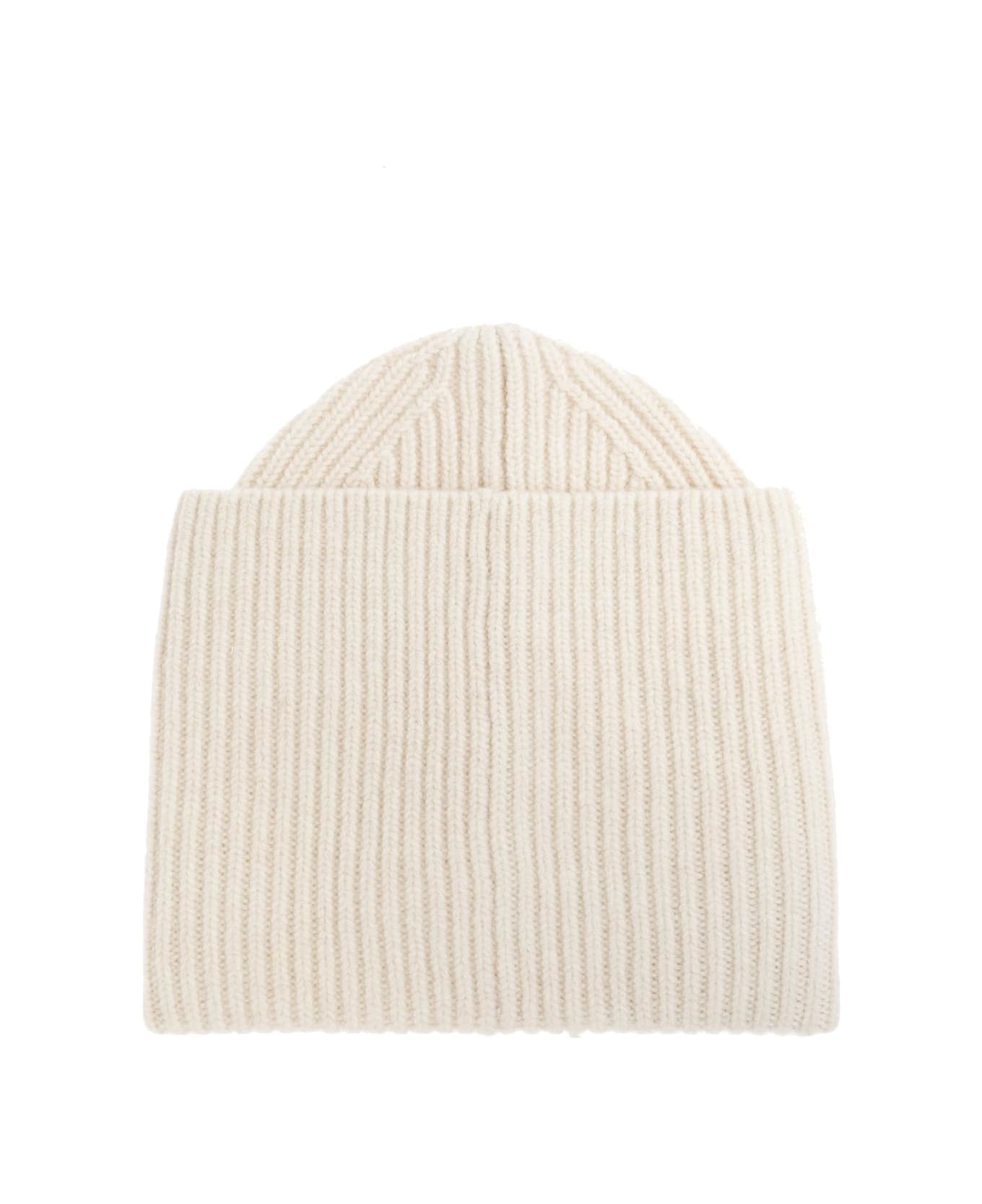 Acne Studios Woolen Hat With Logo - Oatmeal Melange