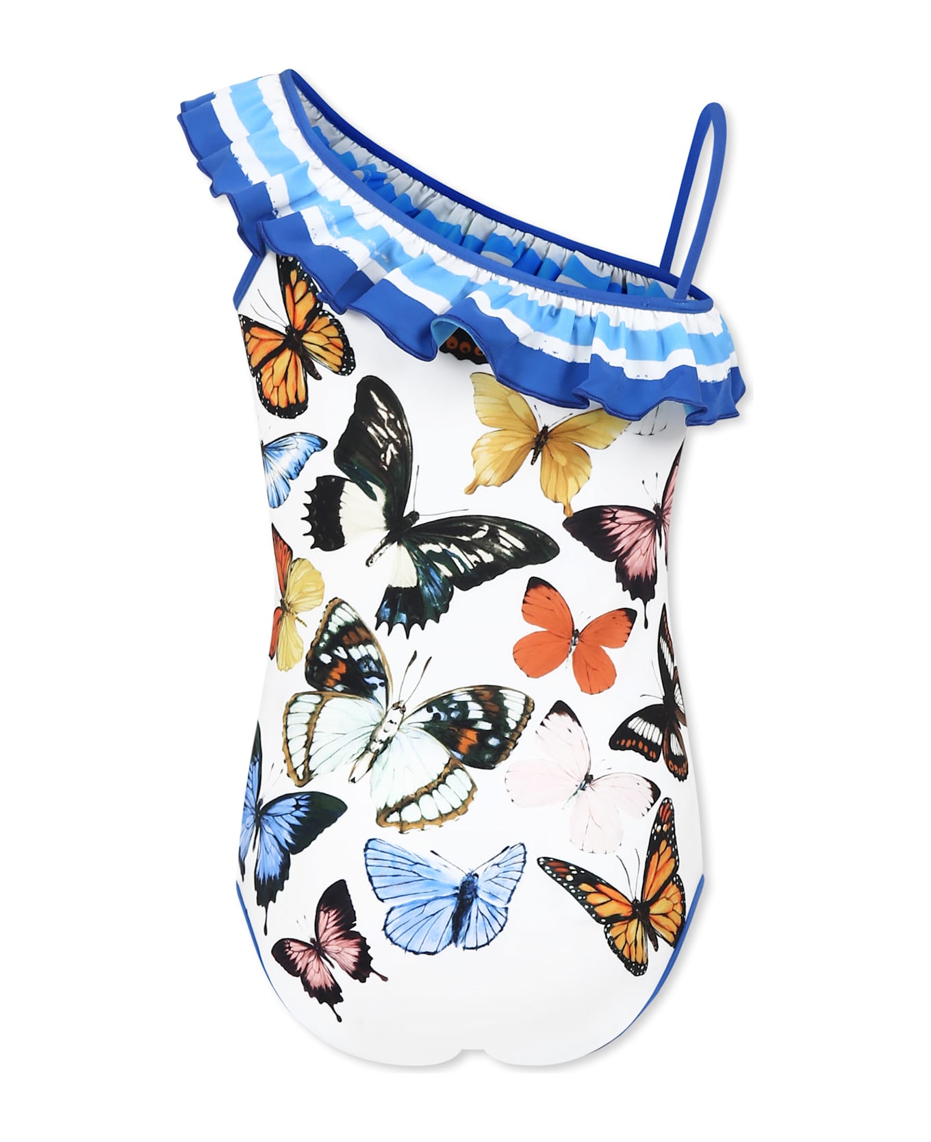 Dolce & Gabbana White Swimsuit For Girl With Butterflies - White